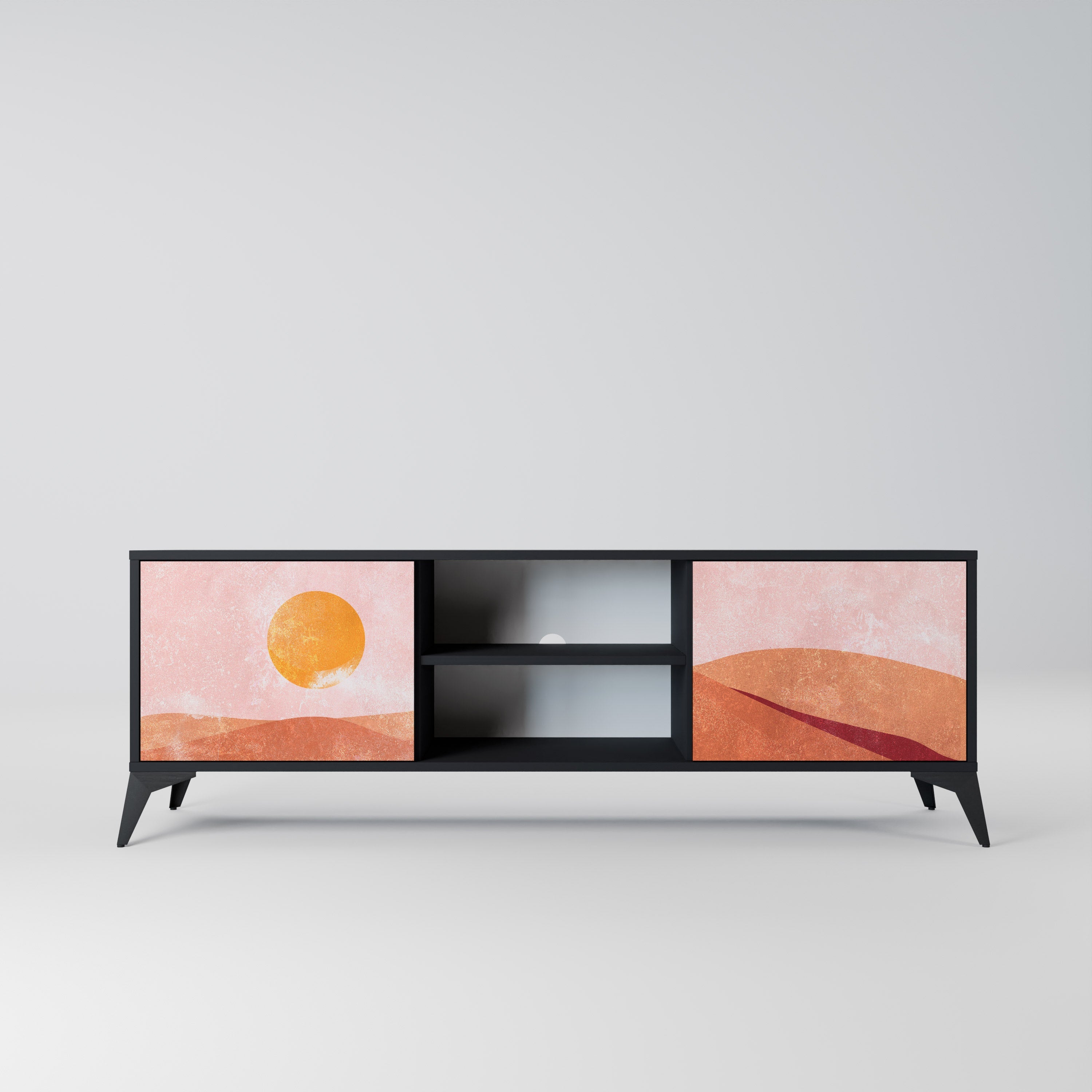 Meuble TV 2 portes LUMINOUS SUNLIGHT finition noire