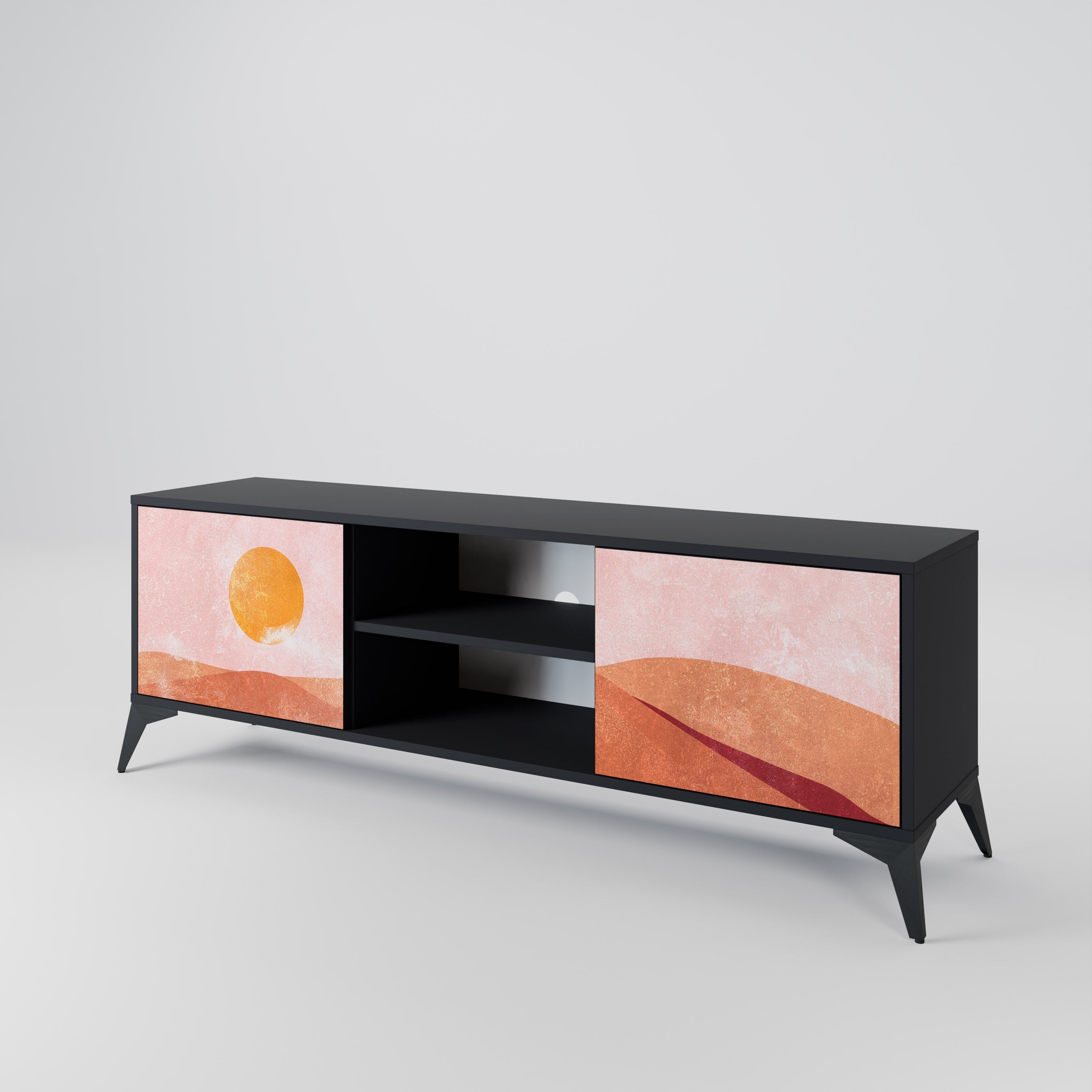 Meuble TV 2 portes LUMINOUS SUNLIGHT finition noire