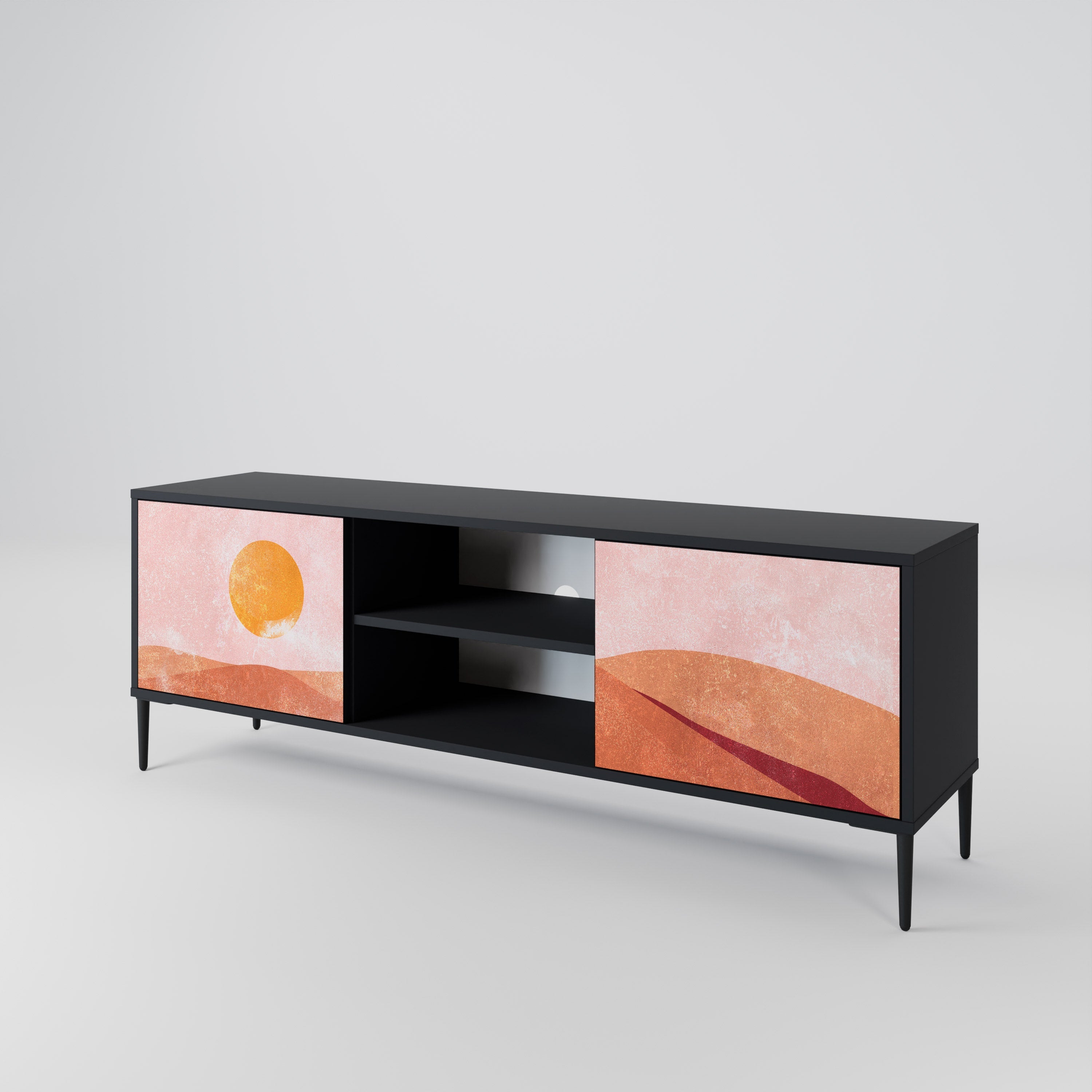 Meuble TV 2 portes LUMINOUS SUNLIGHT finition noire