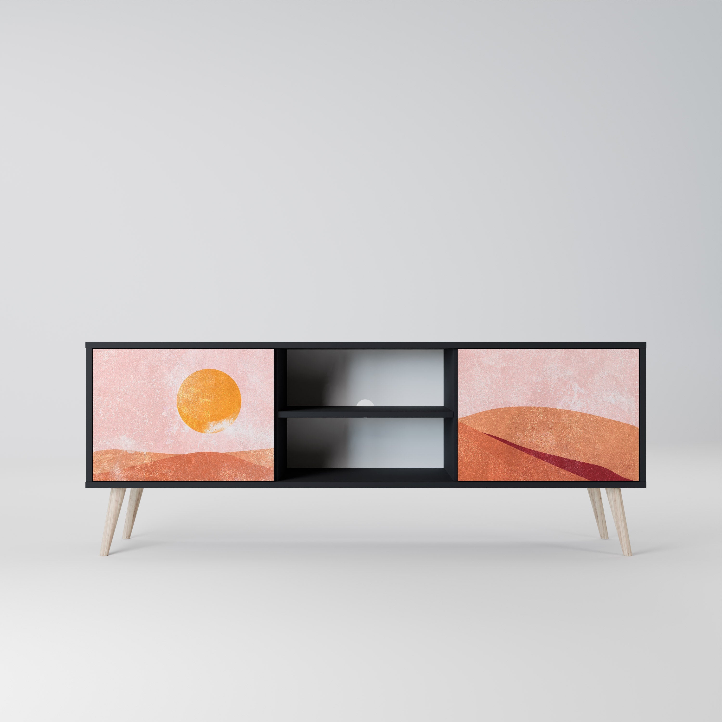 Meuble TV 2 portes LUMINOUS SUNLIGHT finition noire