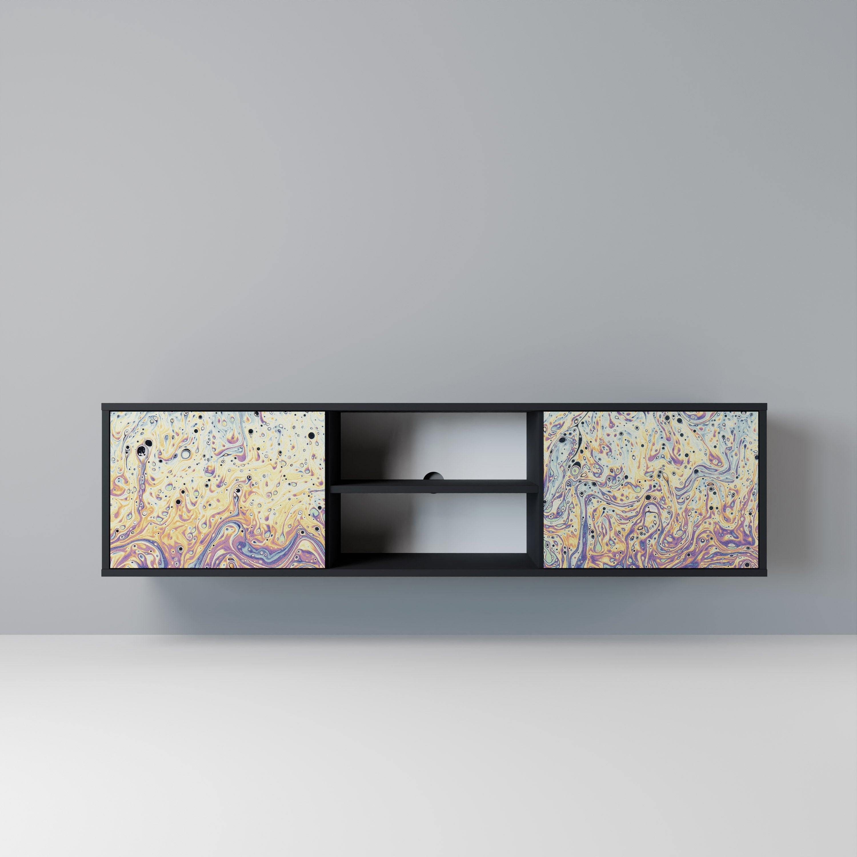 Meuble TV 2 portes MOSAIC OF COLORS finition noire