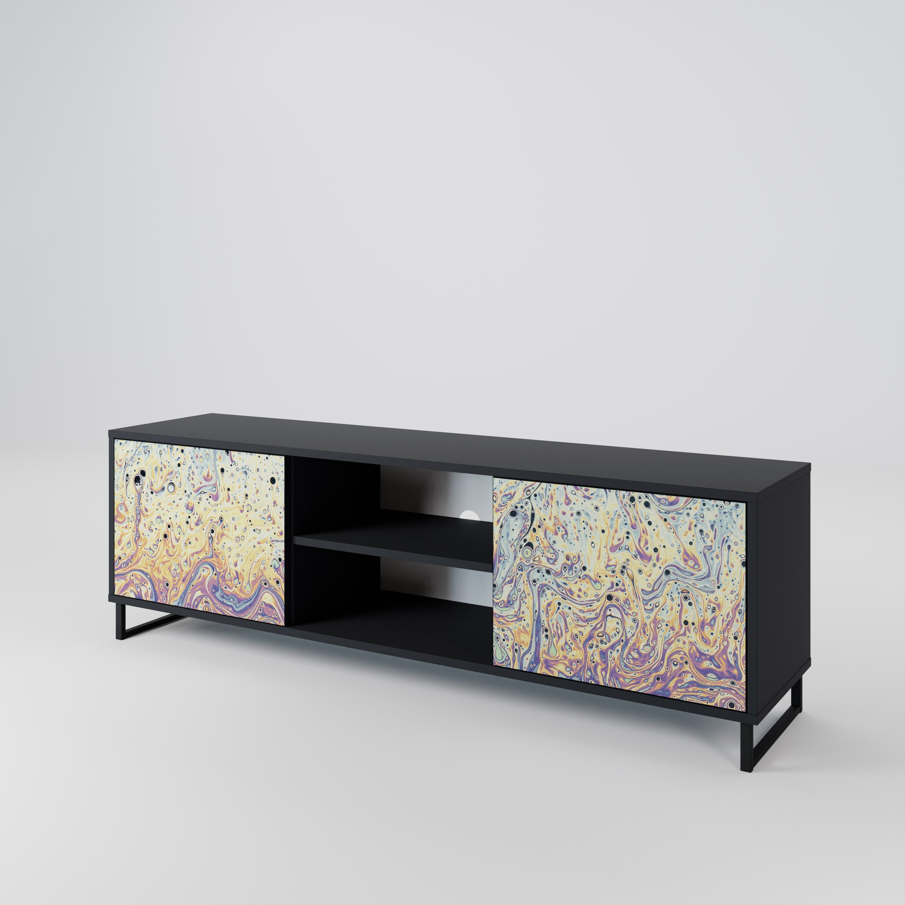 Meuble TV 2 portes MOSAIC OF COLORS finition noire