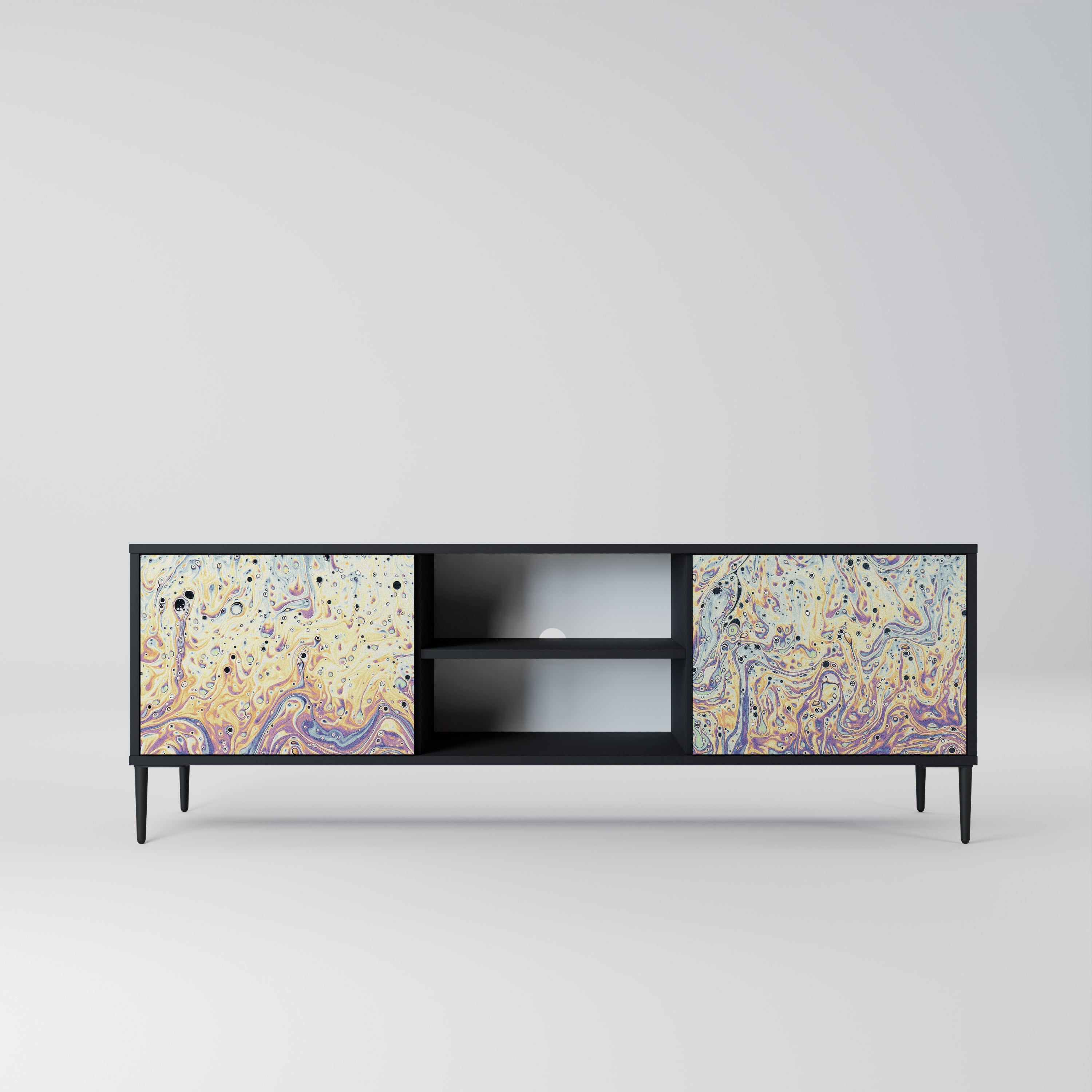 Meuble TV 2 portes MOSAIC OF COLORS finition noire