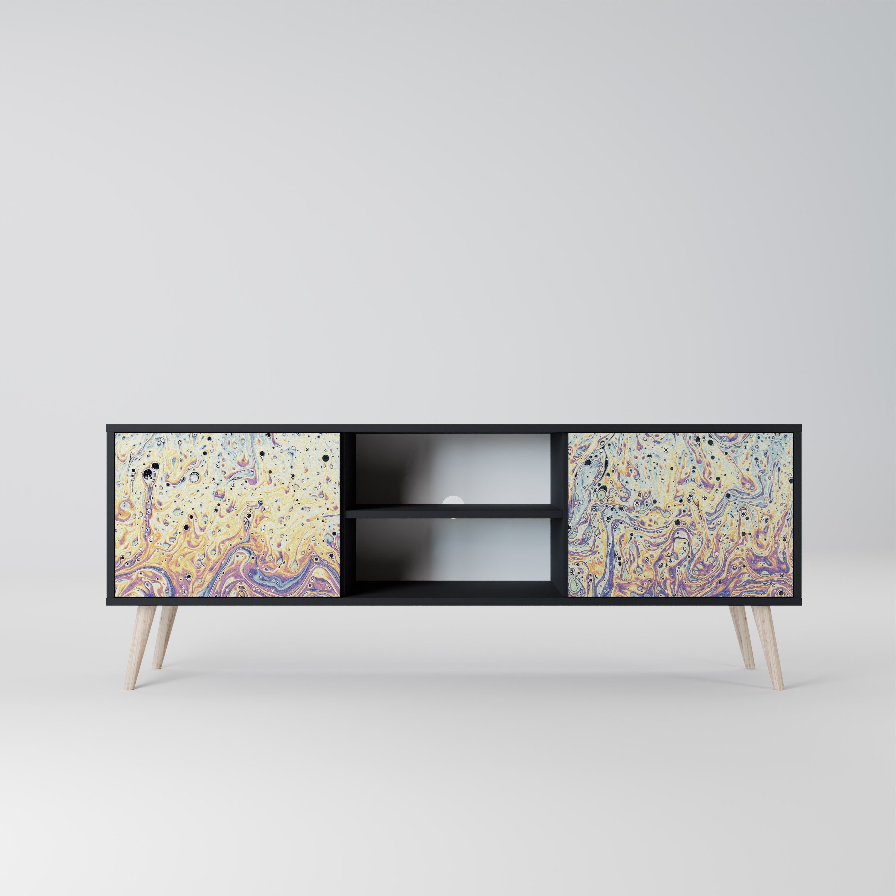 Meuble TV 2 portes MOSAIC OF COLORS finition noire