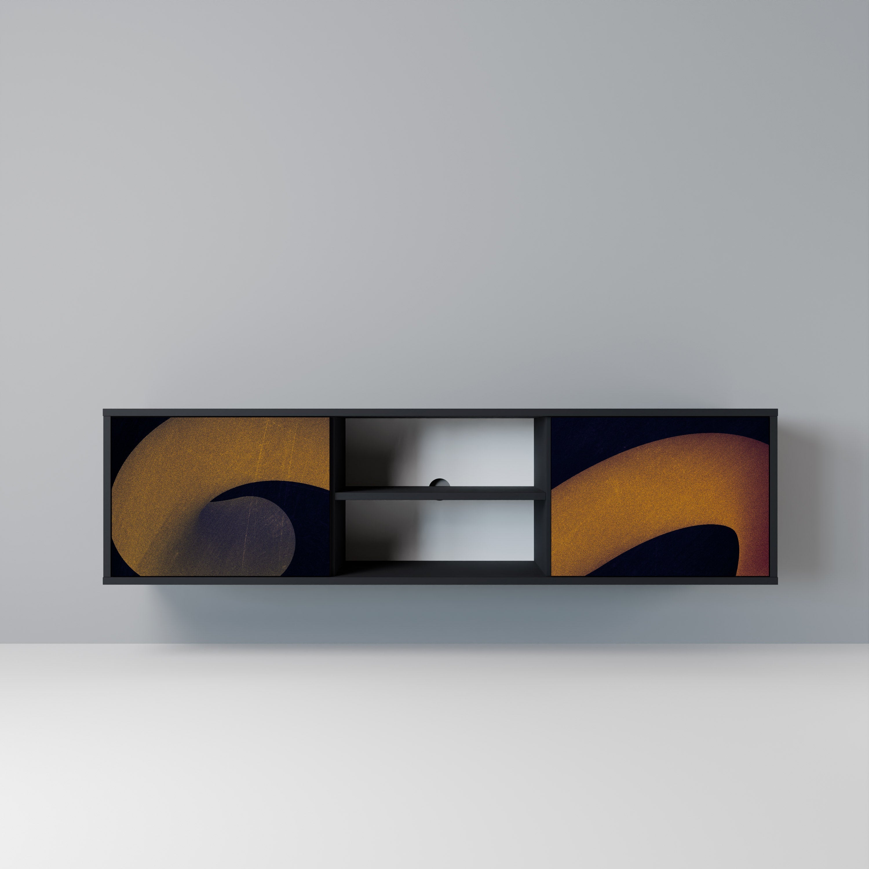 Meuble TV 2 portes HOLLOW TIME finition noire