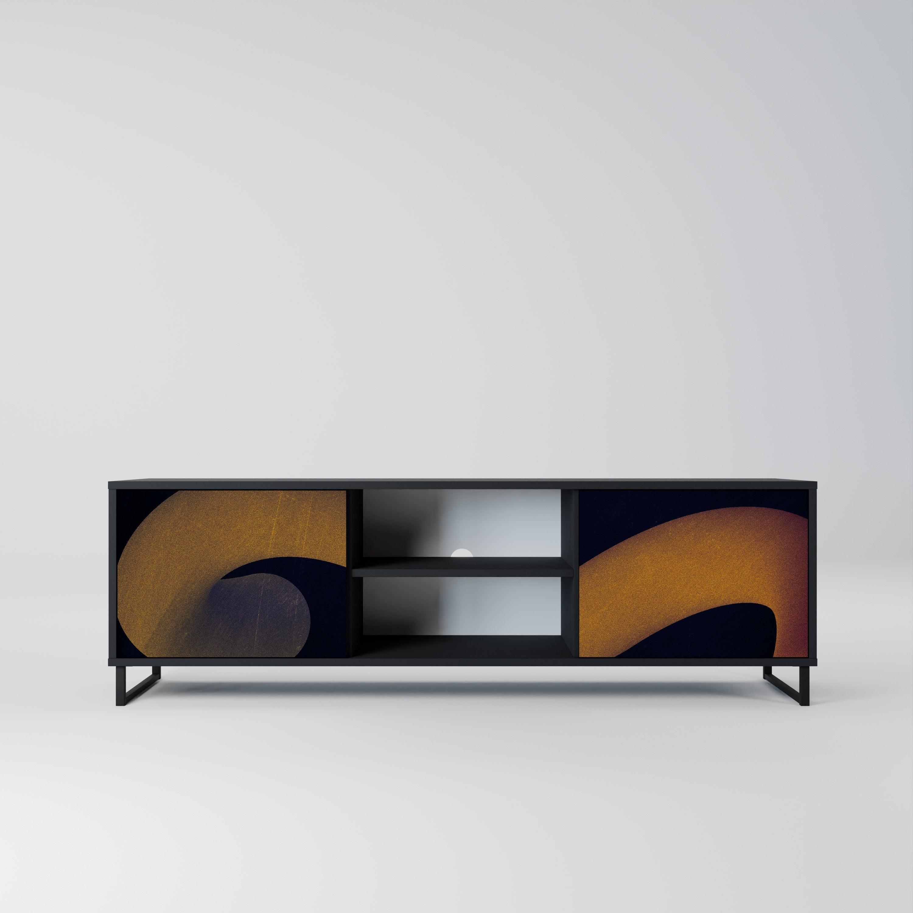 Meuble TV 2 portes HOLLOW TIME finition noire