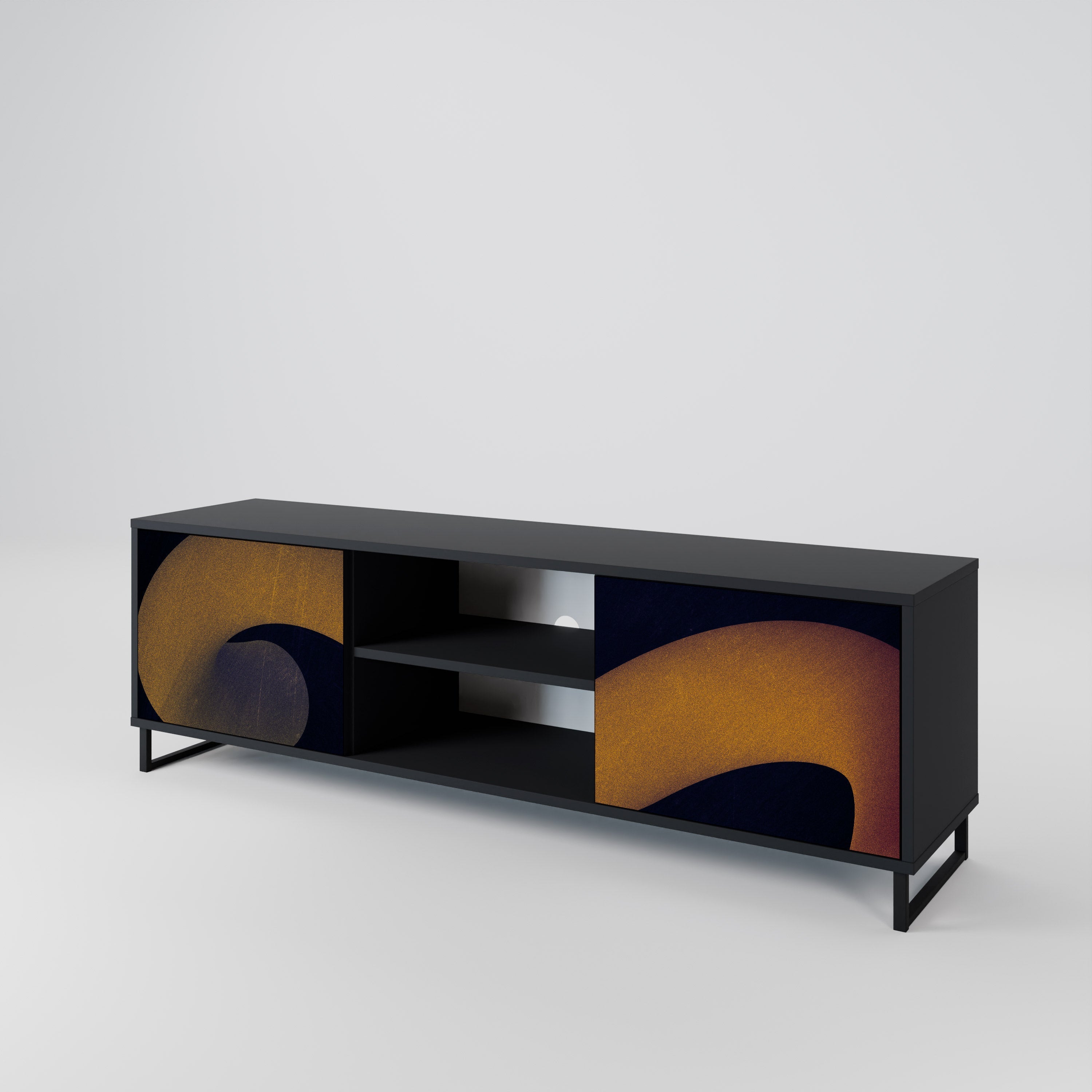 Meuble TV 2 portes HOLLOW TIME finition noire