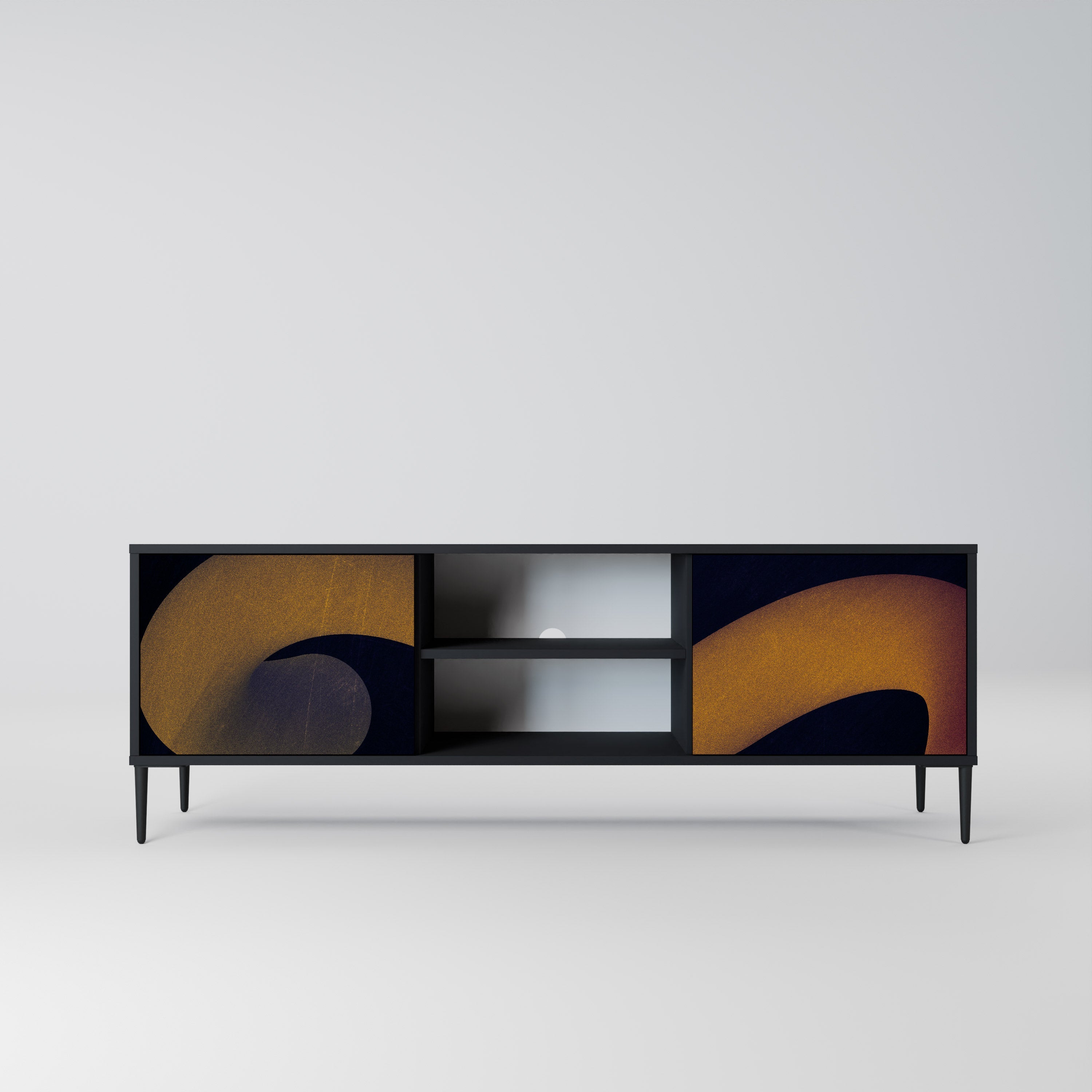 Meuble TV 2 portes HOLLOW TIME finition noire