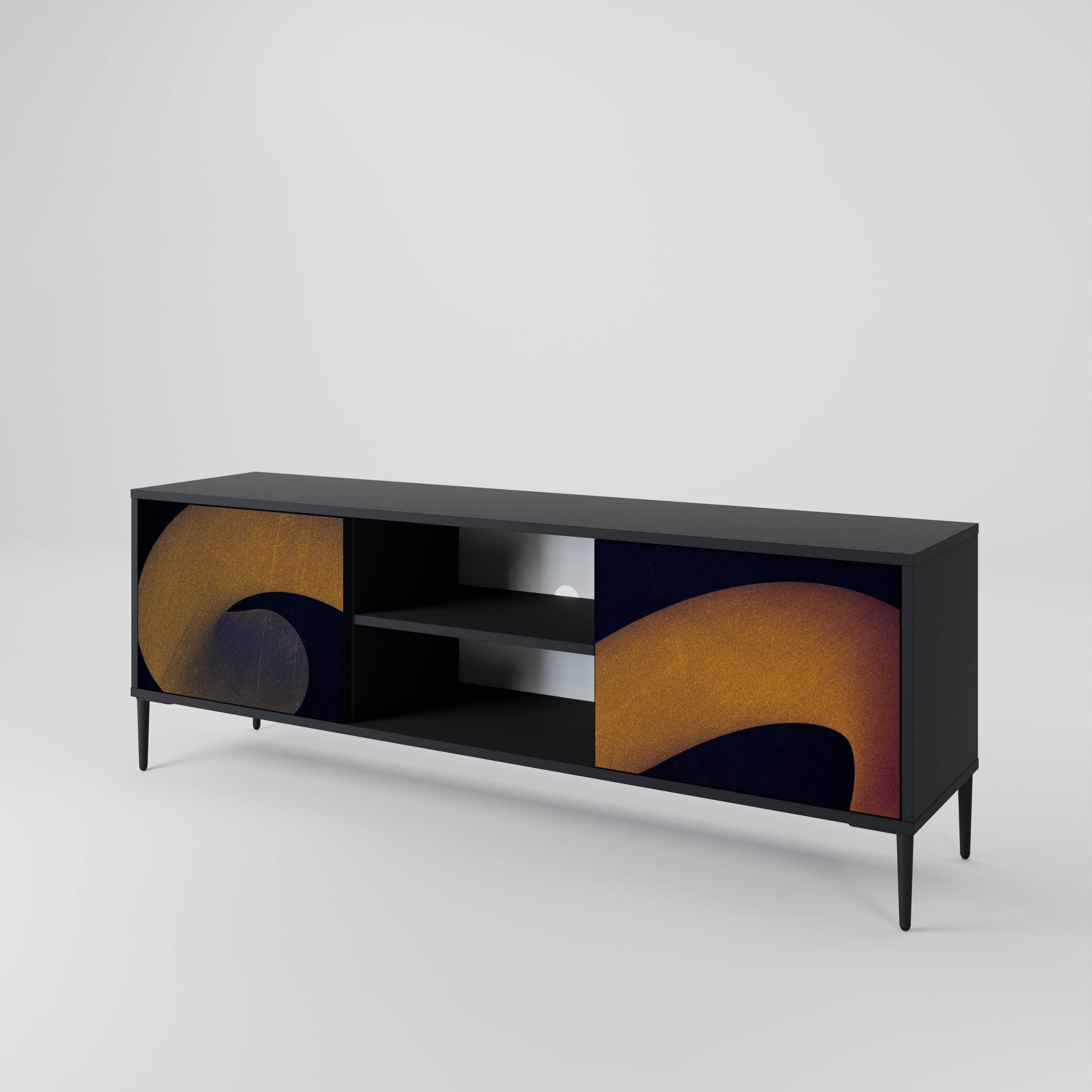 Meuble TV 2 portes HOLLOW TIME finition noire