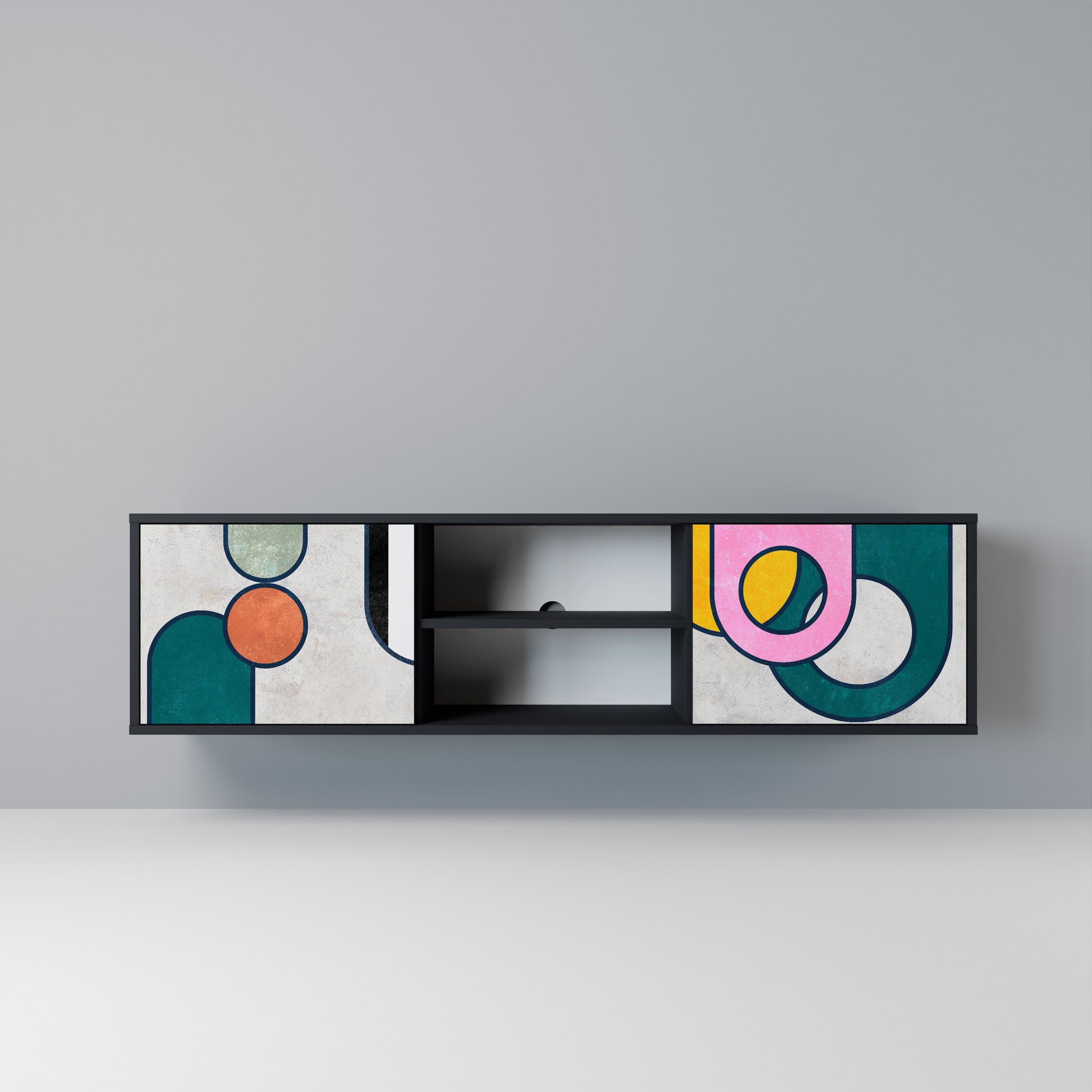 Meuble TV 2 portes COOL STORY finition noire