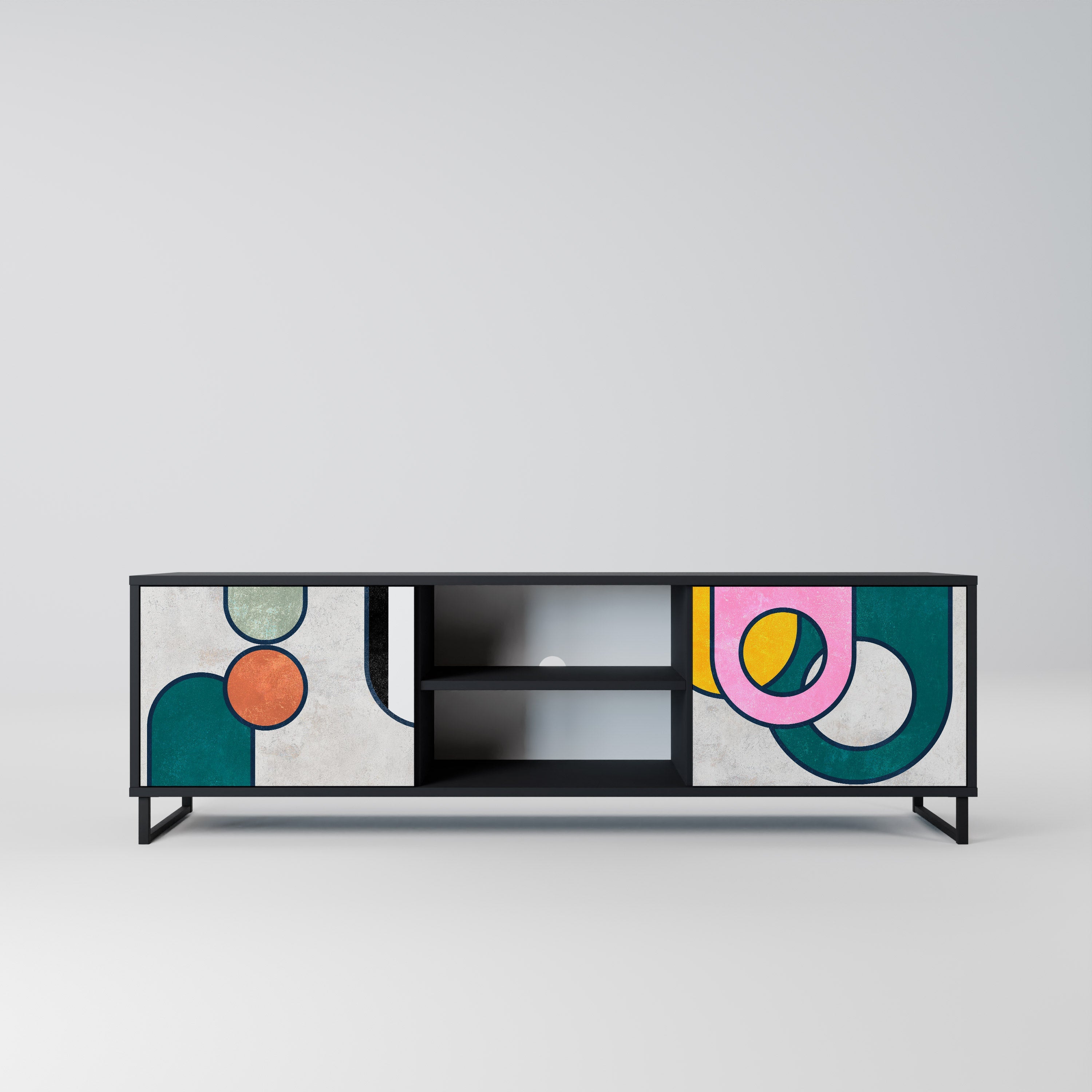 Meuble TV 2 portes COOL STORY finition noire