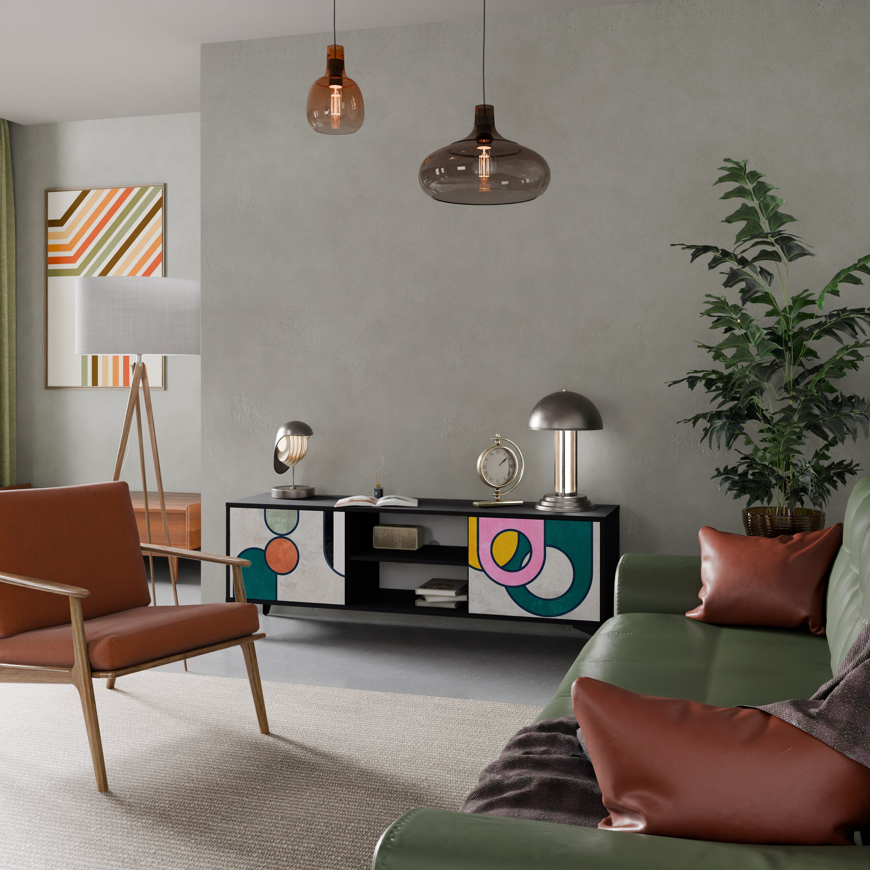 Meuble TV 2 portes COOL STORY finition noire