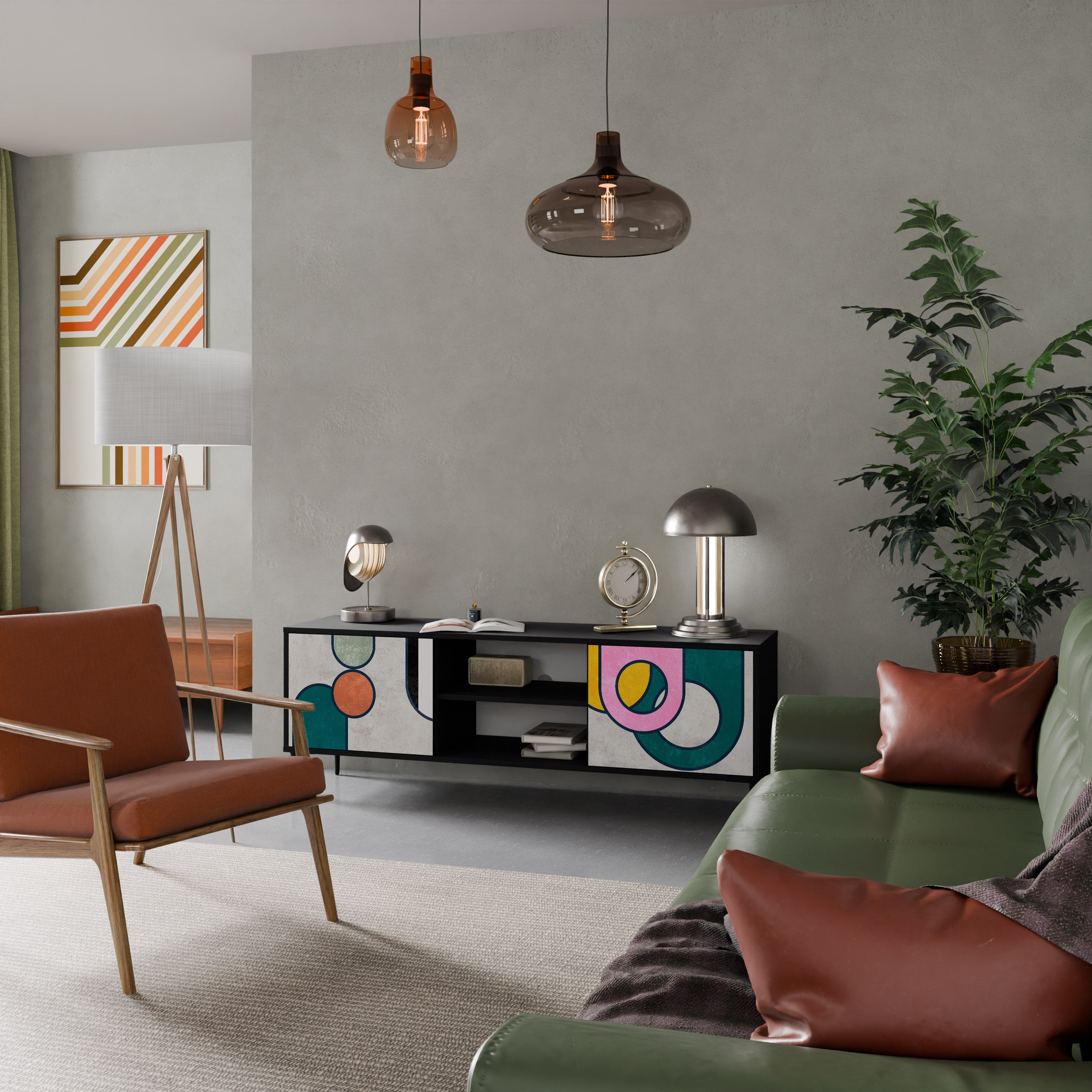 Meuble TV 2 portes COOL STORY finition noire