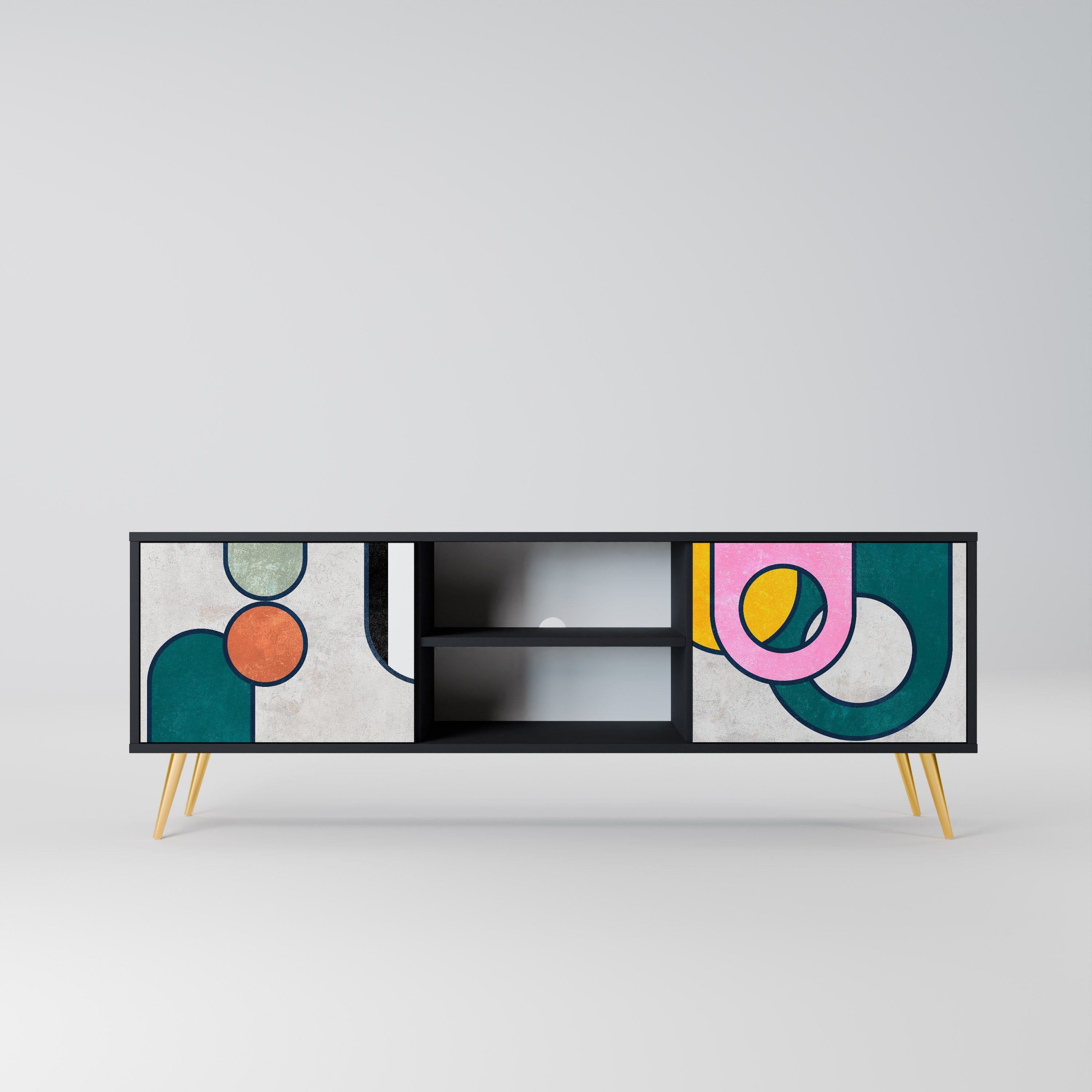 Meuble TV 2 portes COOL STORY finition noire