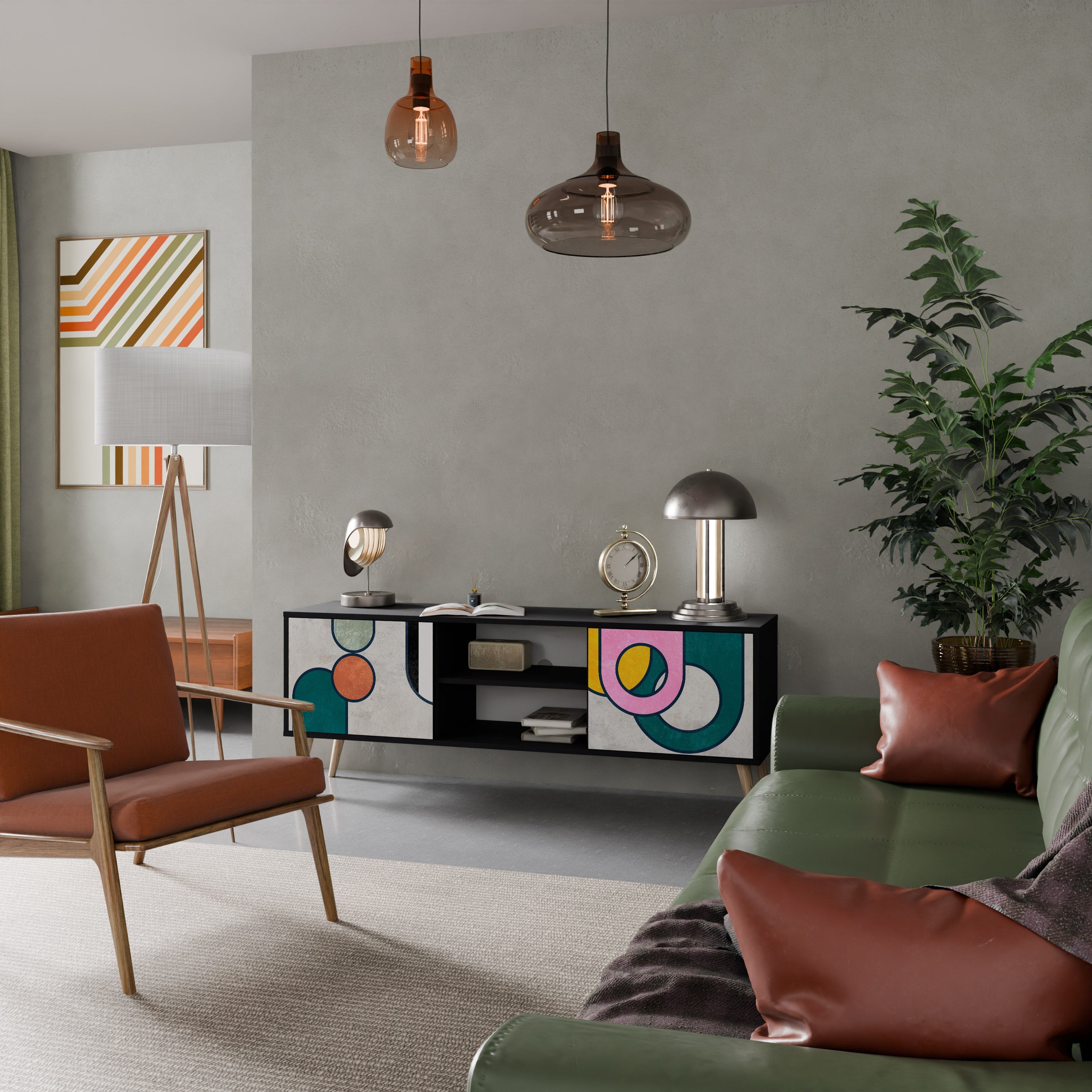 Meuble TV 2 portes COOL STORY finition noire