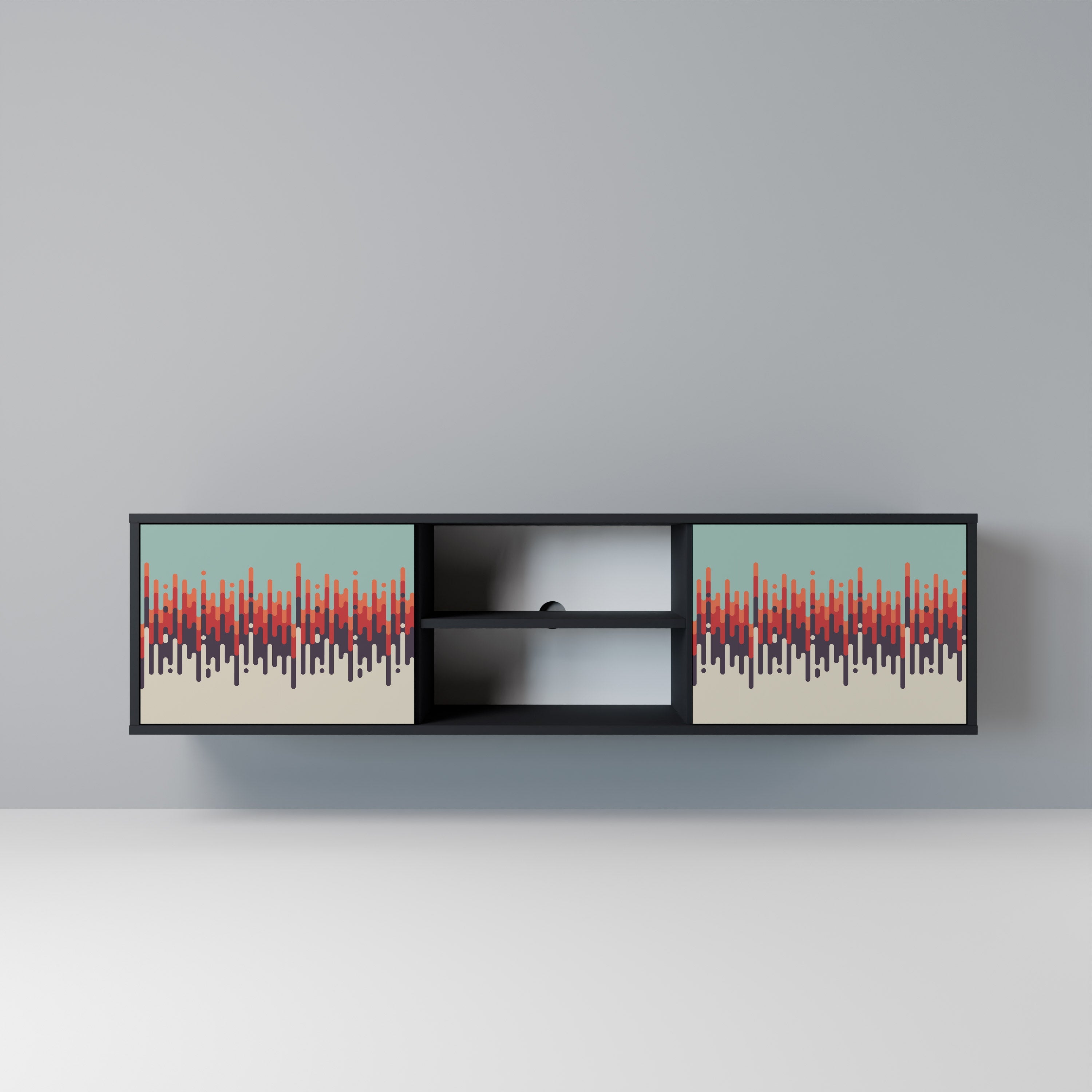 Meuble TV 2 portes CHROMA CONTOURS finition noire