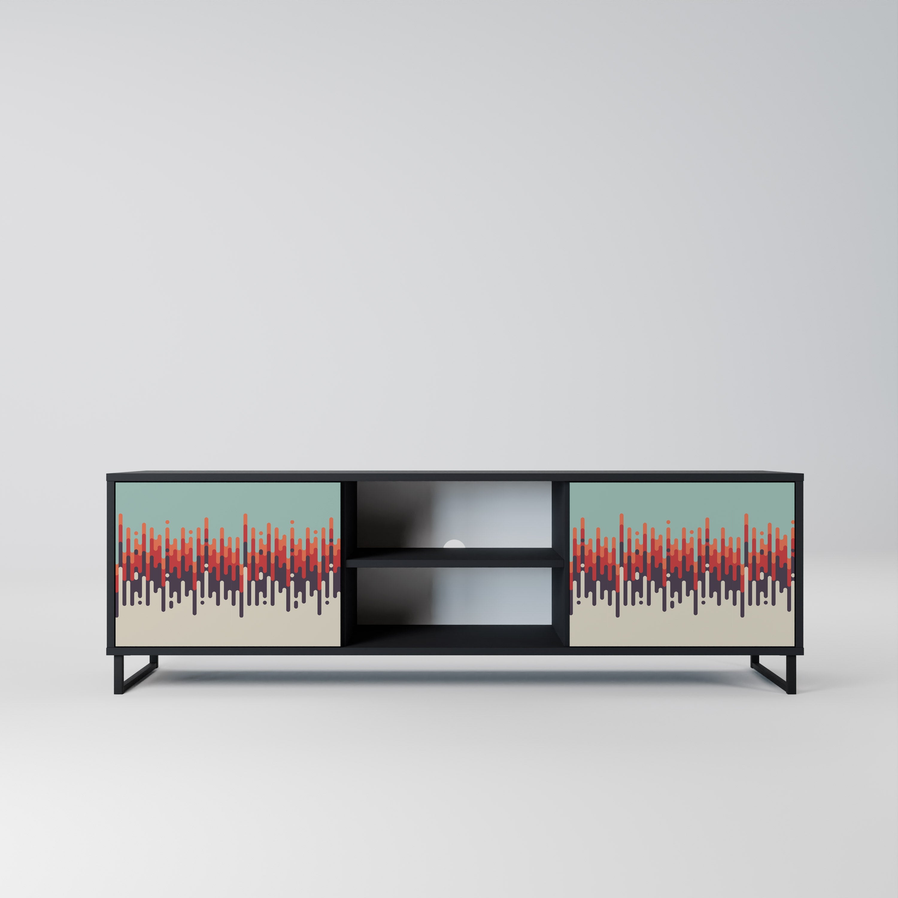 Meuble TV 2 portes CHROMA CONTOURS finition noire