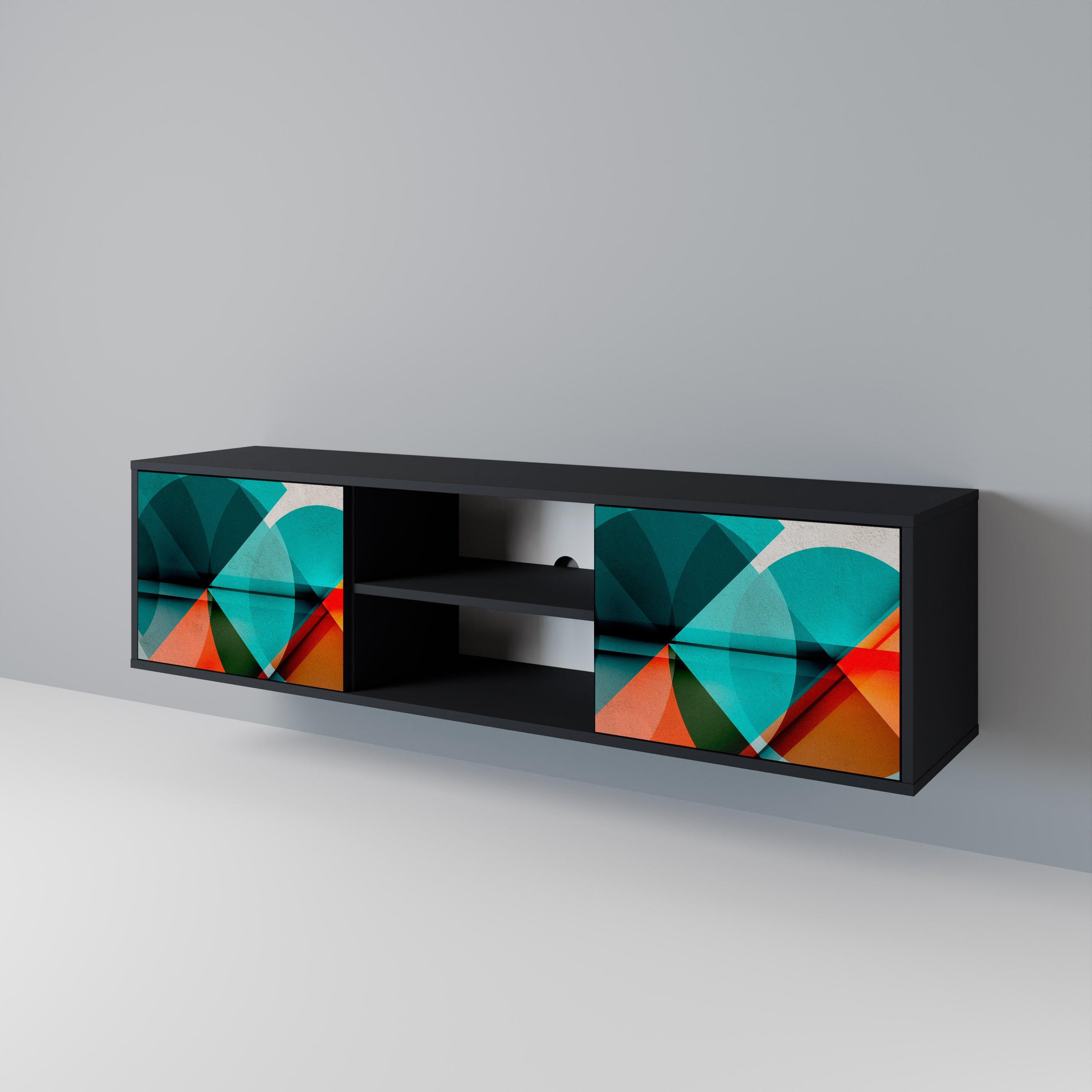 Meuble TV 2 portes CIRCULAR RHAPSODY finition noire