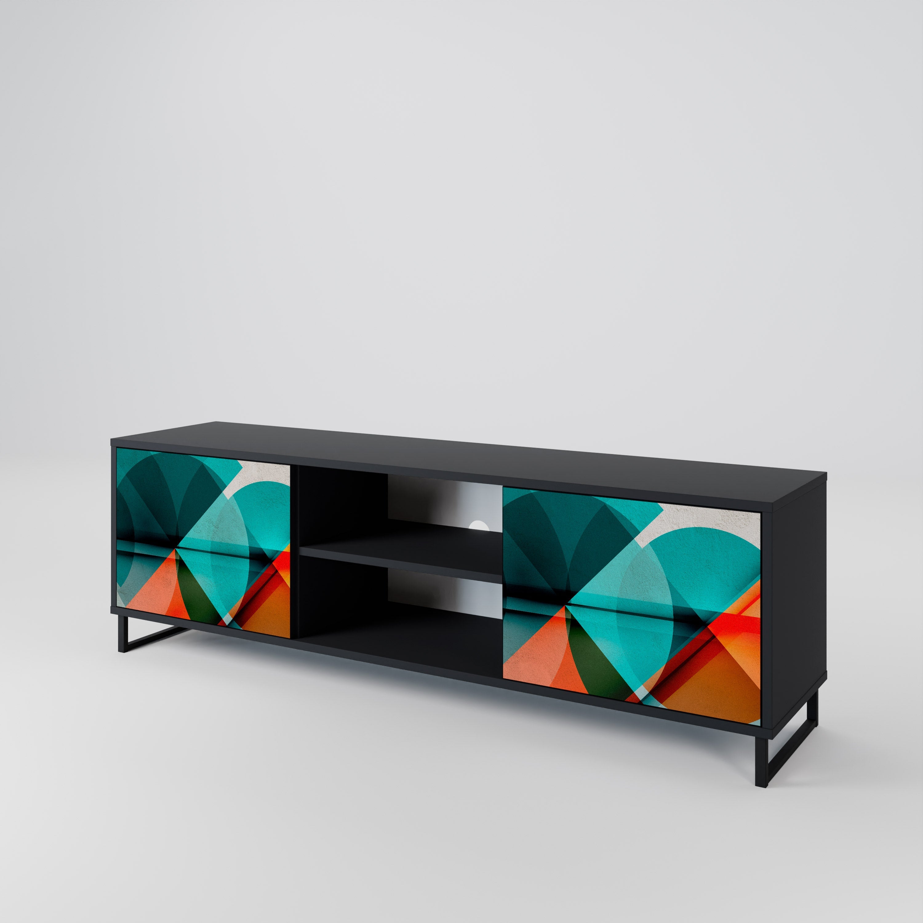 Meuble TV 2 portes CIRCULAR RHAPSODY finition noire