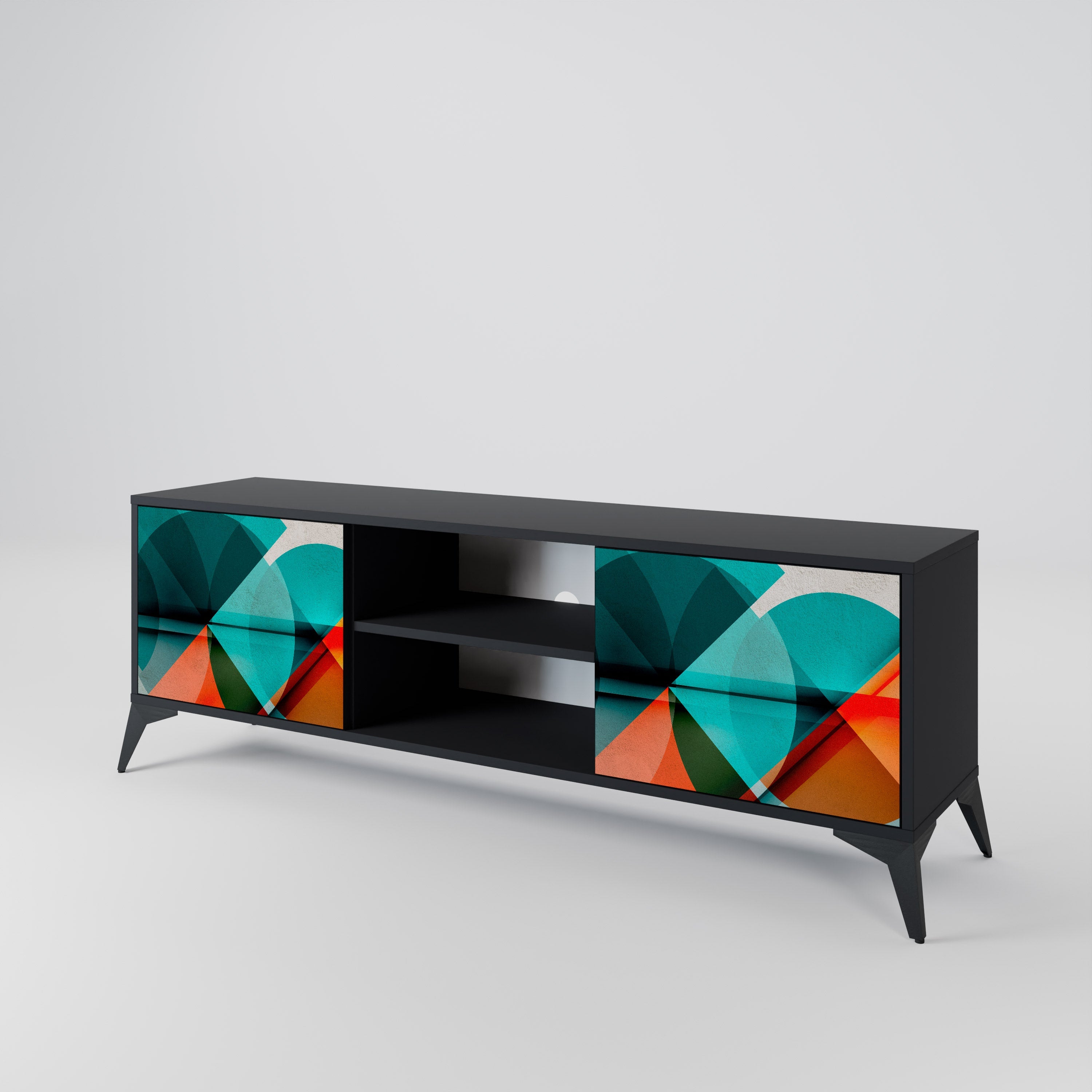 Meuble TV 2 portes CIRCULAR RHAPSODY finition noire