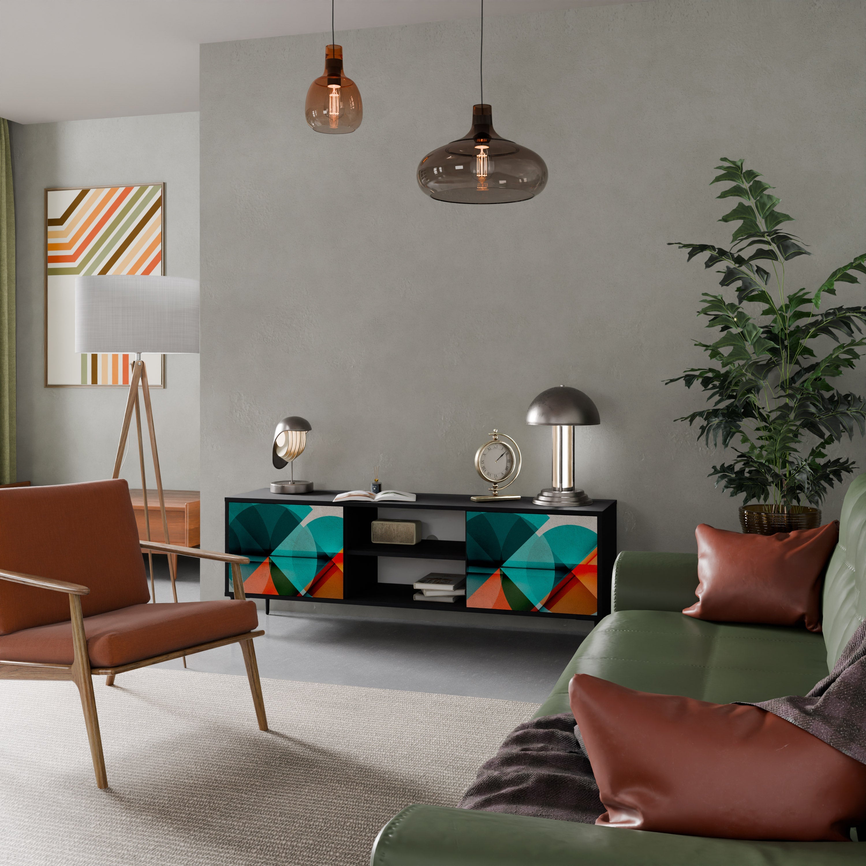 Meuble TV 2 portes CIRCULAR RHAPSODY finition noire