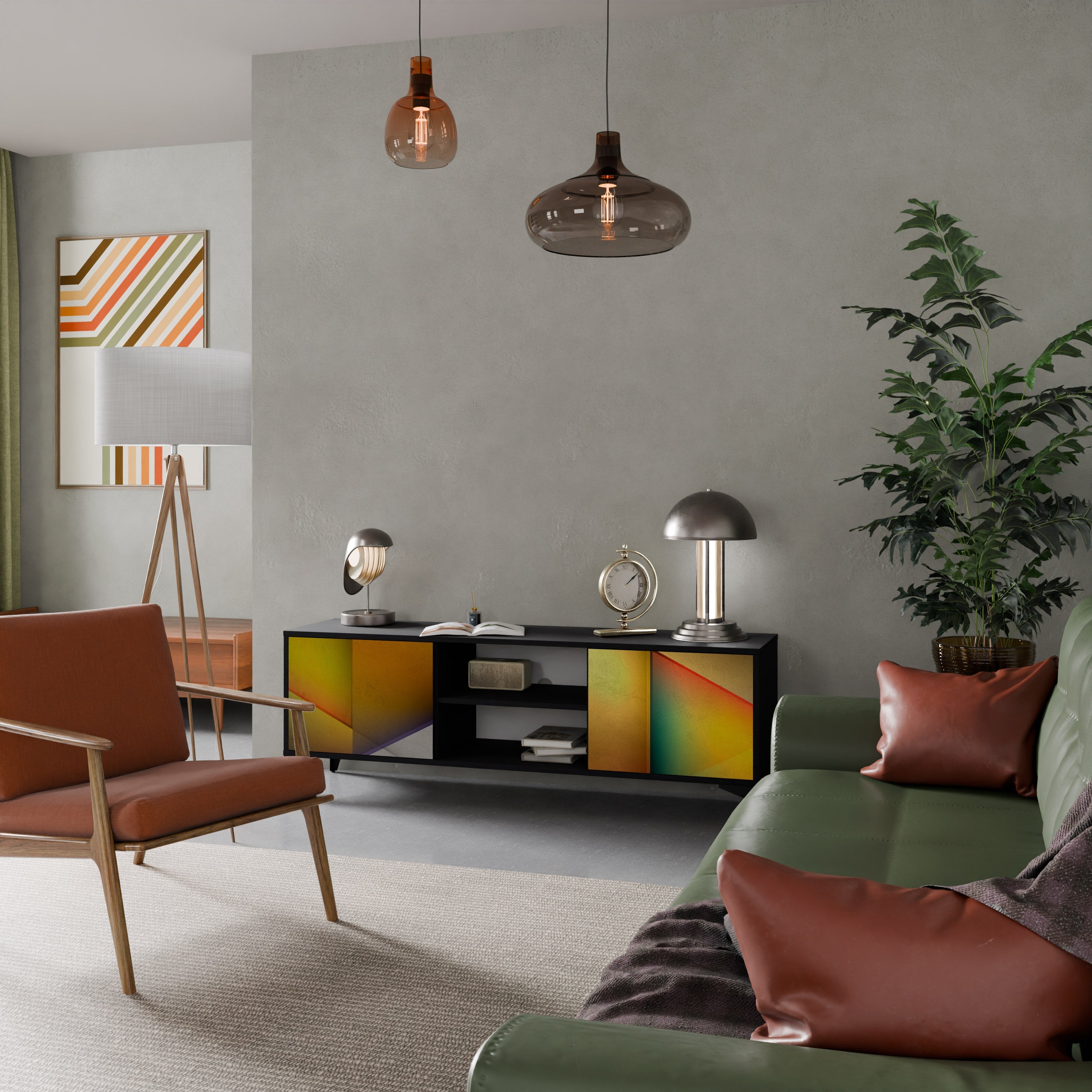 Meuble TV 2 portes PIERCING SHARPNESS finition noire