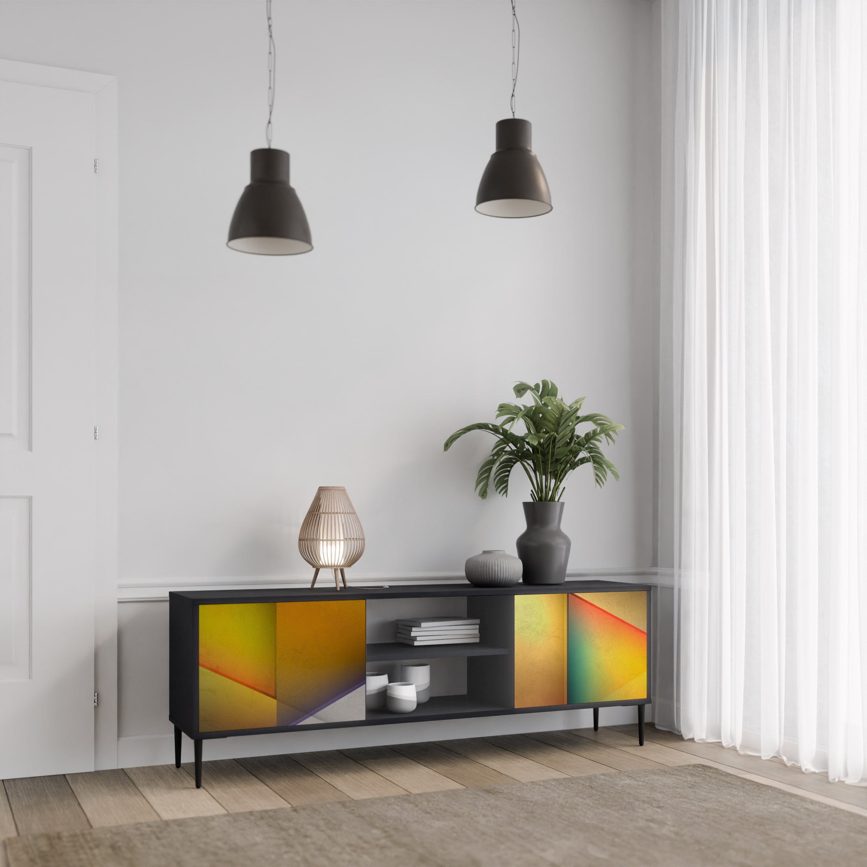 Meuble TV 2 portes PIERCING SHARPNESS finition noire