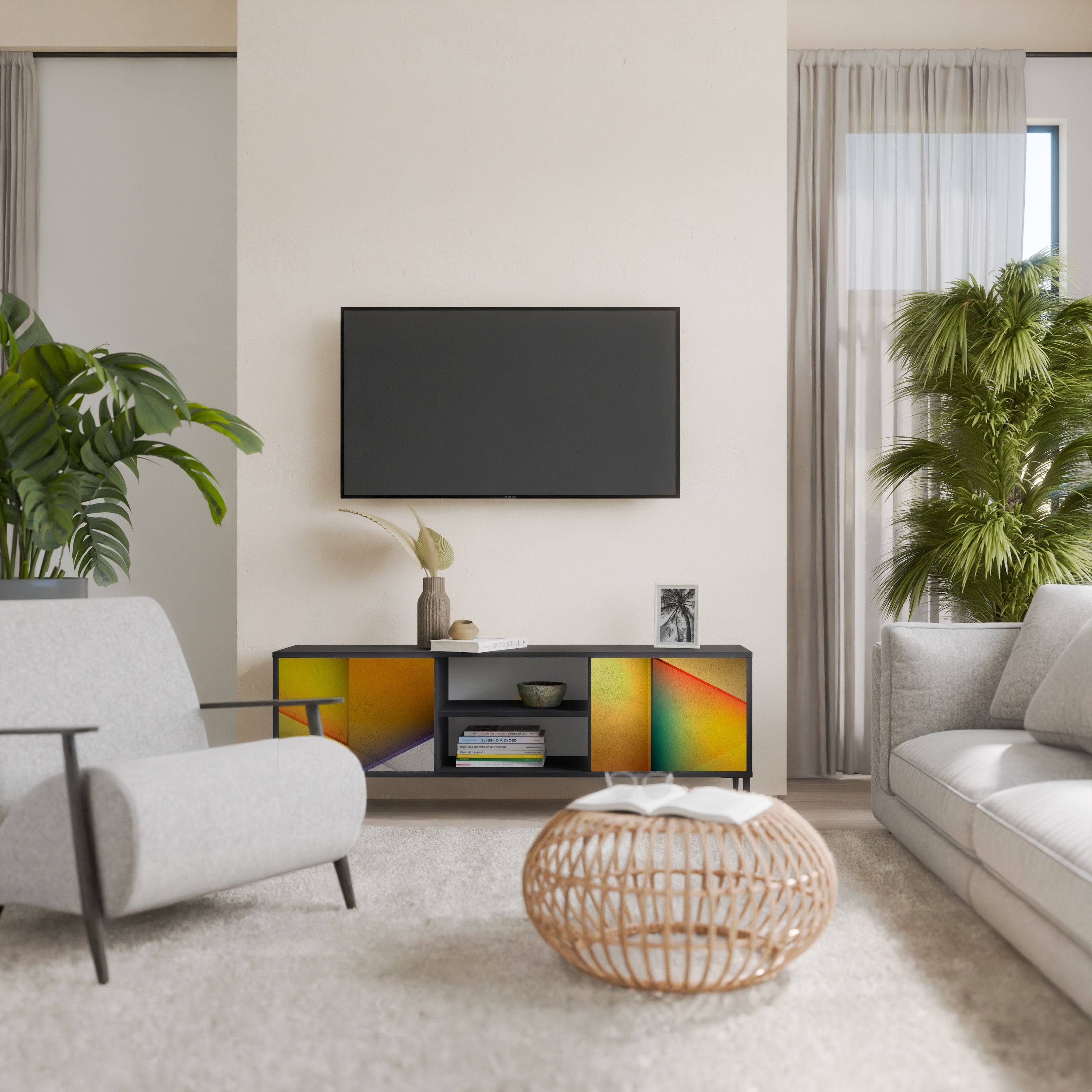 Meuble TV 2 portes PIERCING SHARPNESS finition noire