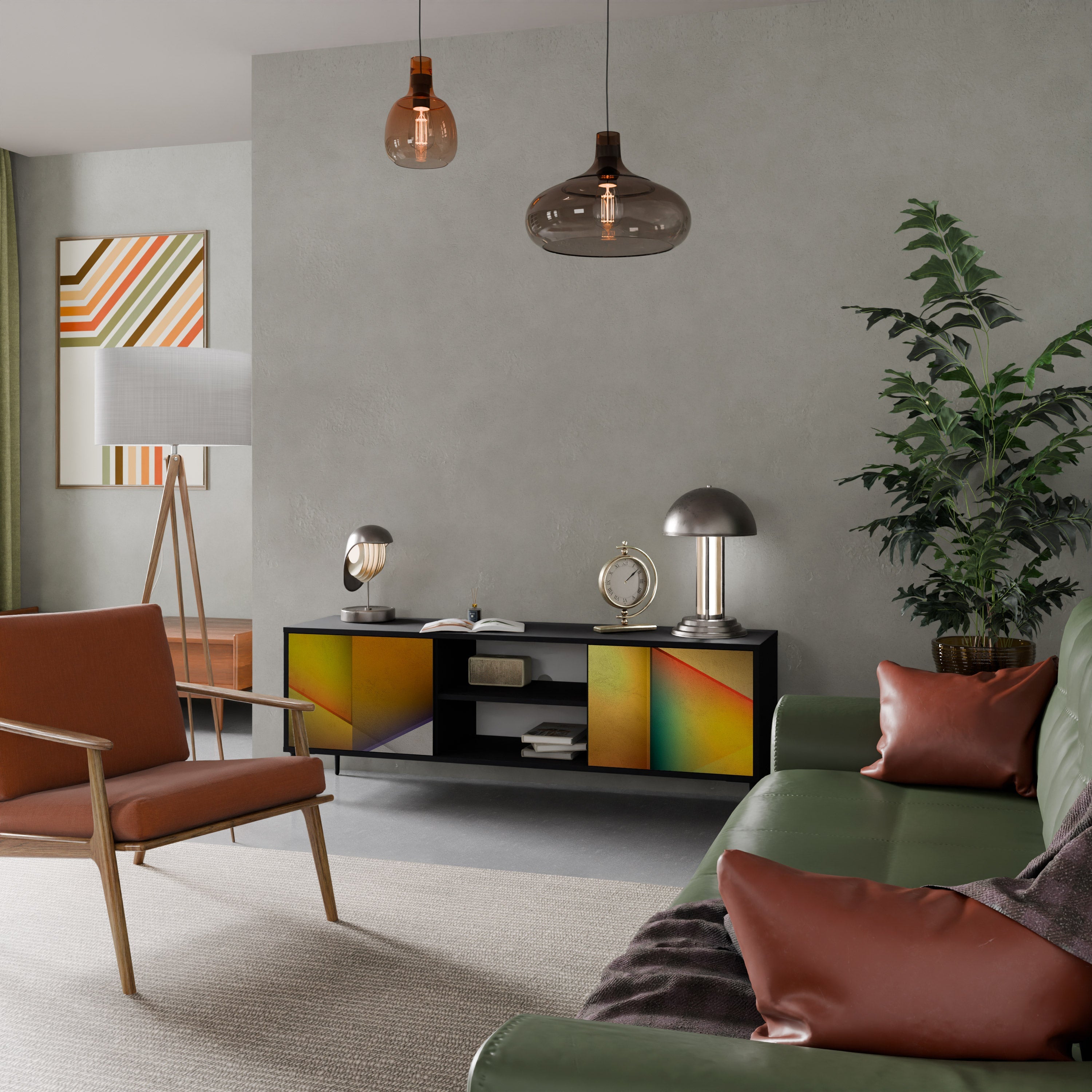 Meuble TV 2 portes PIERCING SHARPNESS finition noire