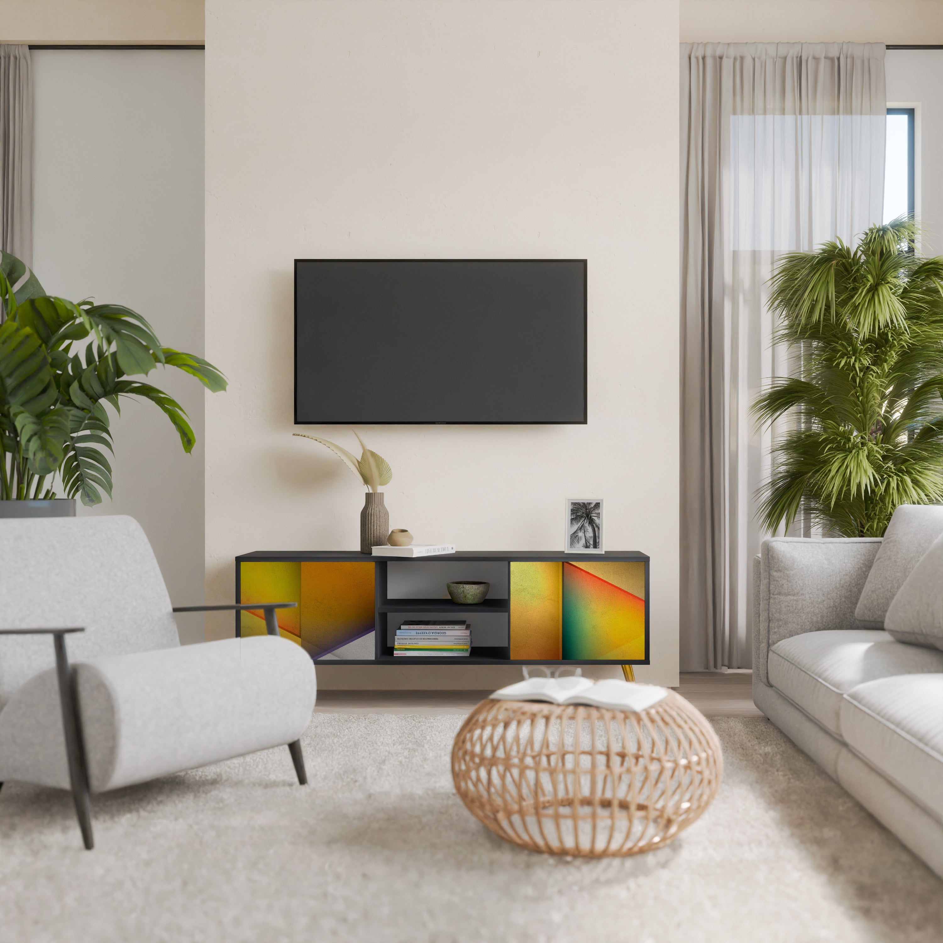 Meuble TV 2 portes PIERCING SHARPNESS finition noire