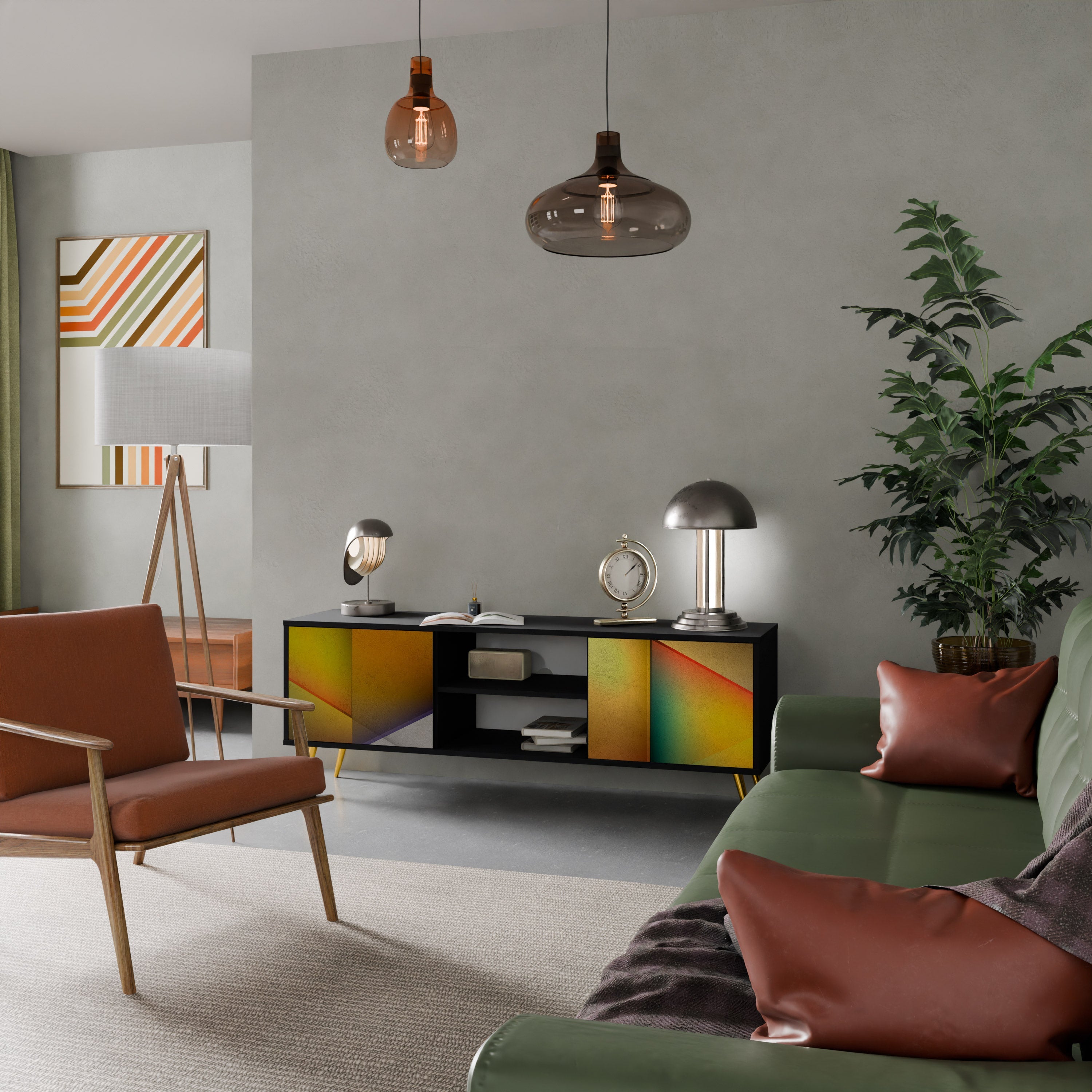 Meuble TV 2 portes PIERCING SHARPNESS finition noire