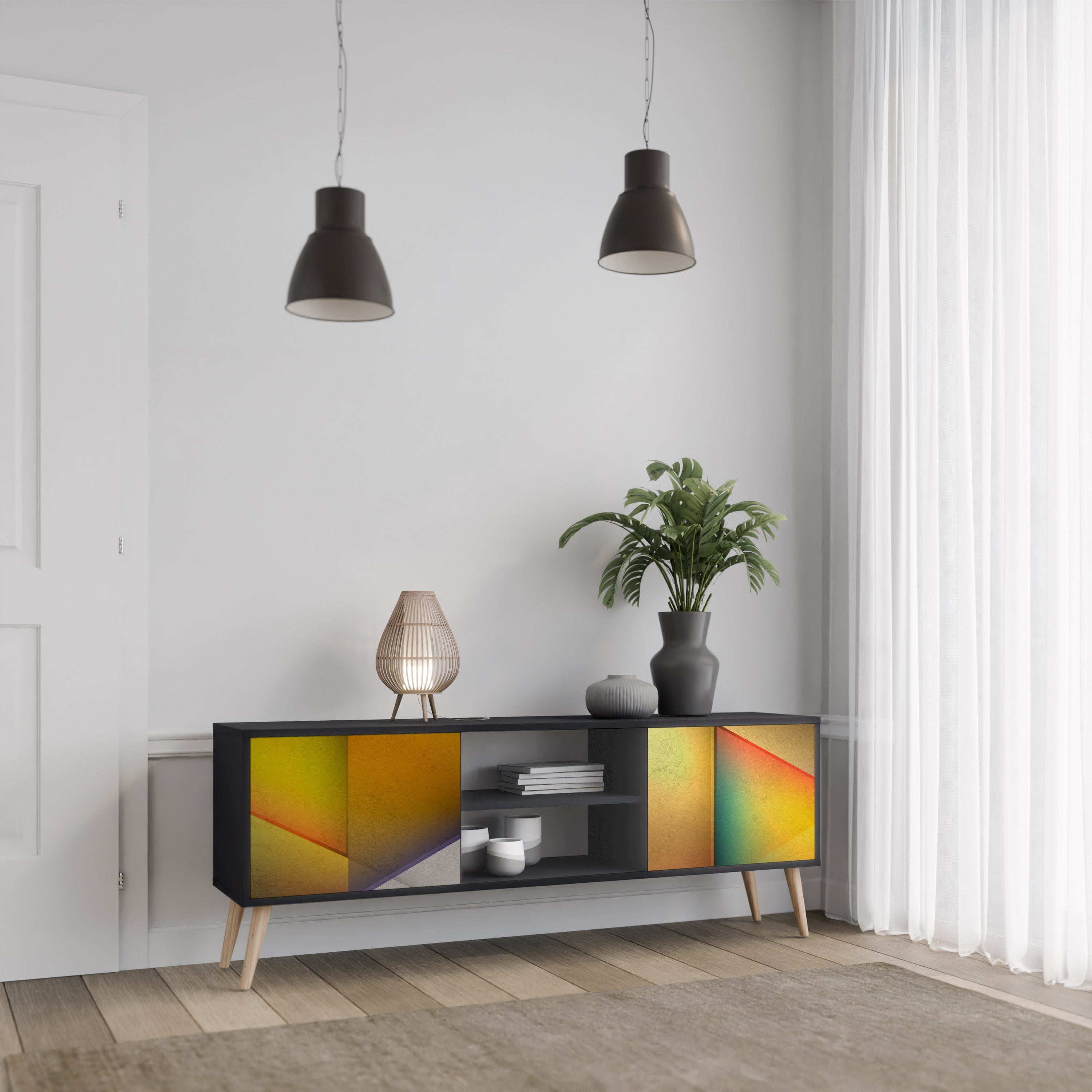 Meuble TV 2 portes PIERCING SHARPNESS finition noire