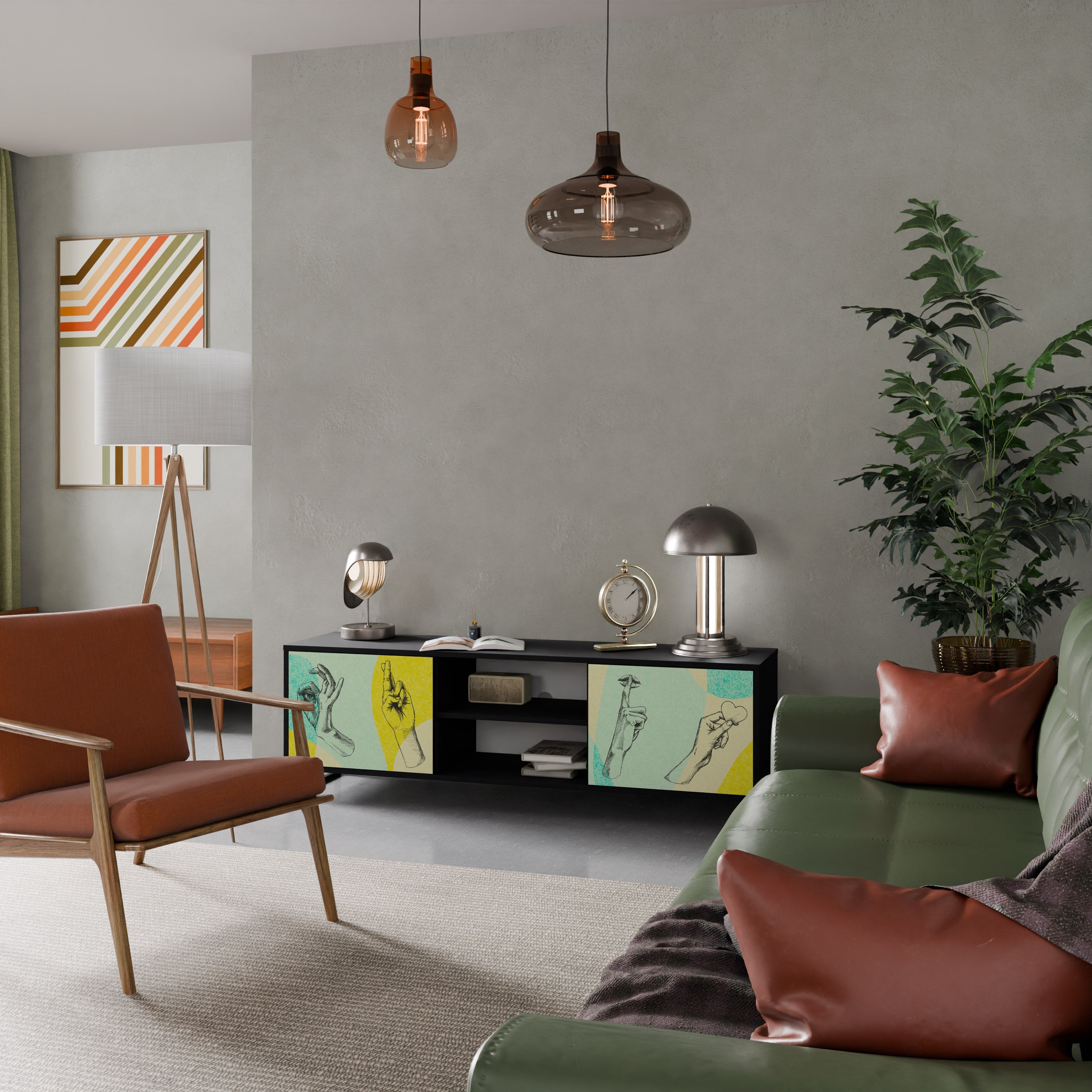 Meuble TV 2 portes BODY LANGUAGE en finition noire