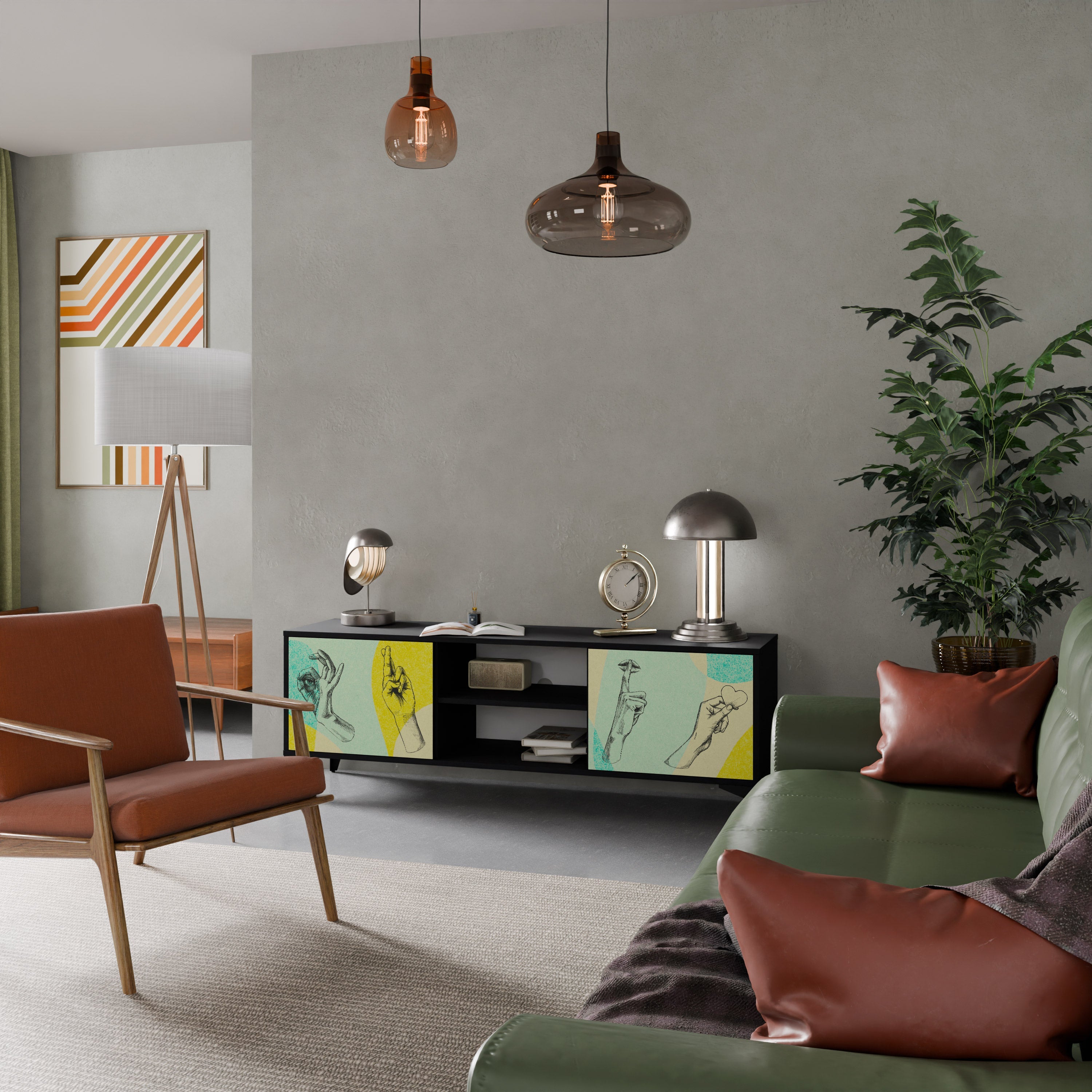 Meuble TV 2 portes BODY LANGUAGE en finition noire