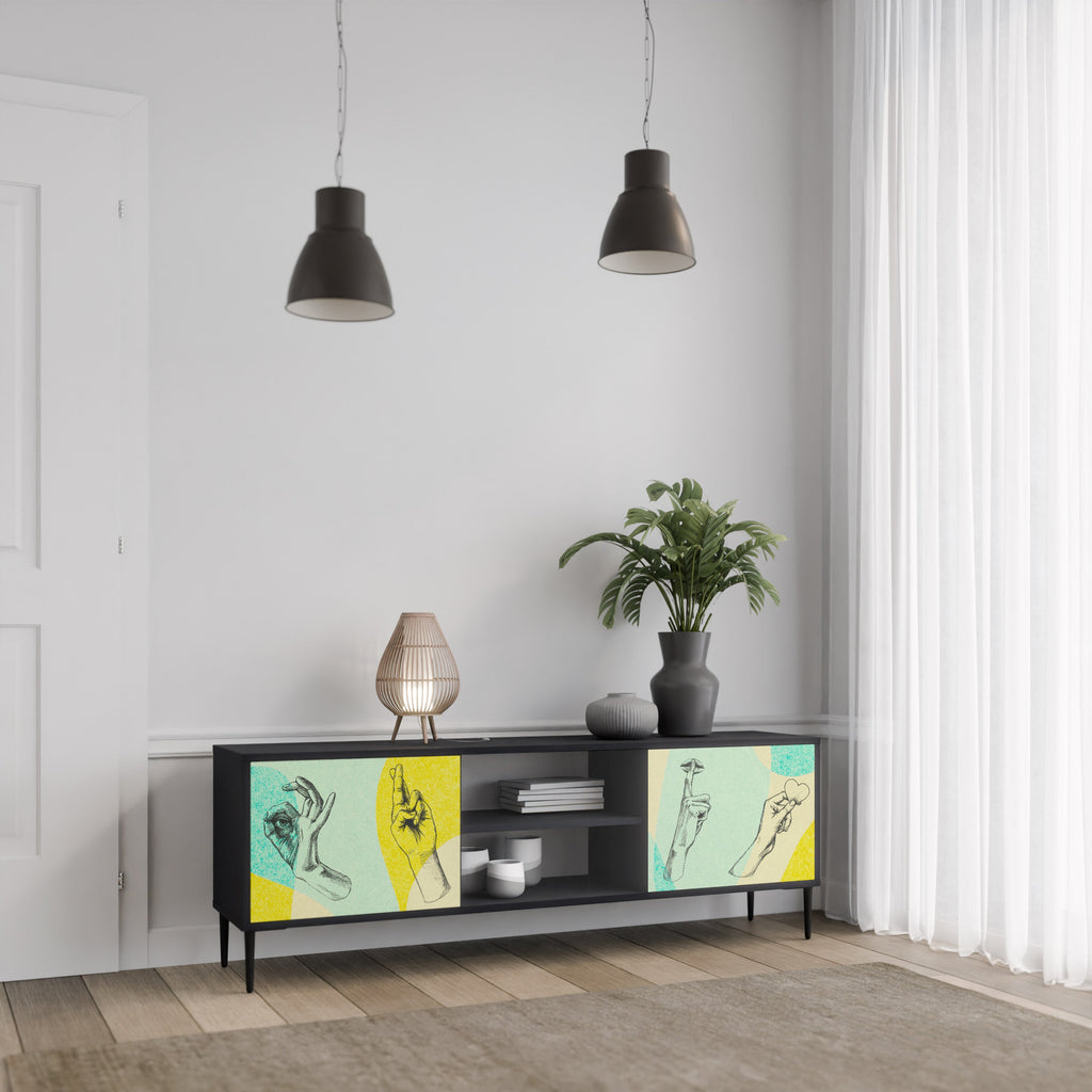 Meuble TV 2 portes BODY LANGUAGE en finition noire