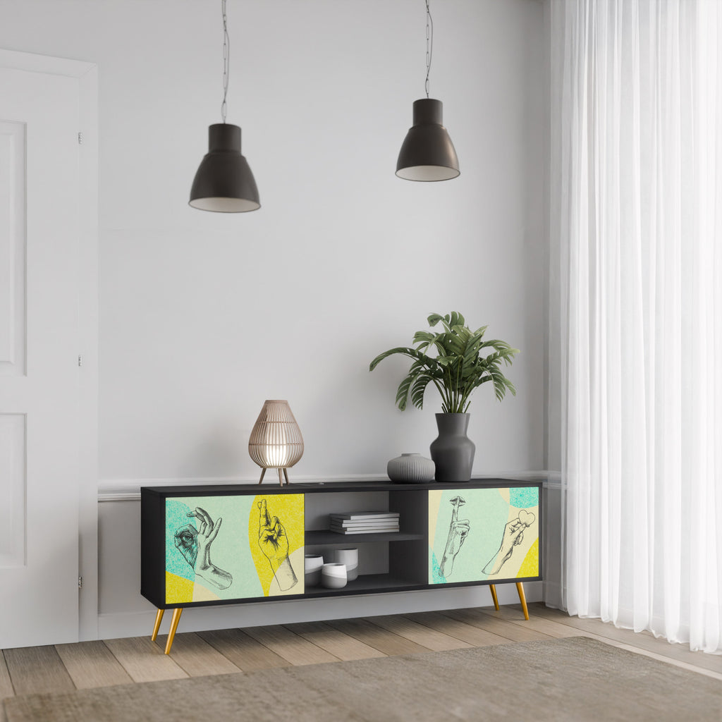 Meuble TV 2 portes BODY LANGUAGE en finition noire