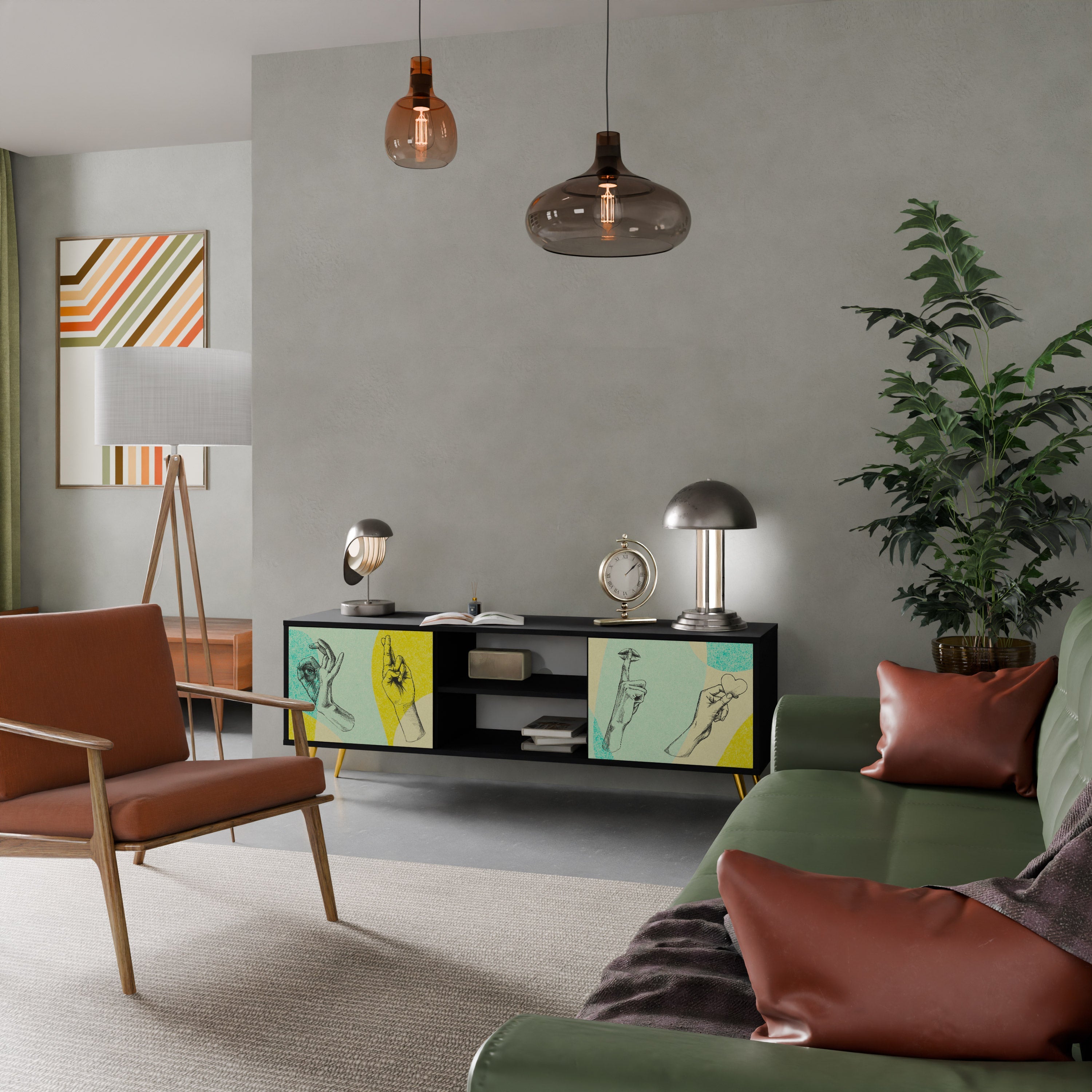 Meuble TV 2 portes BODY LANGUAGE en finition noire