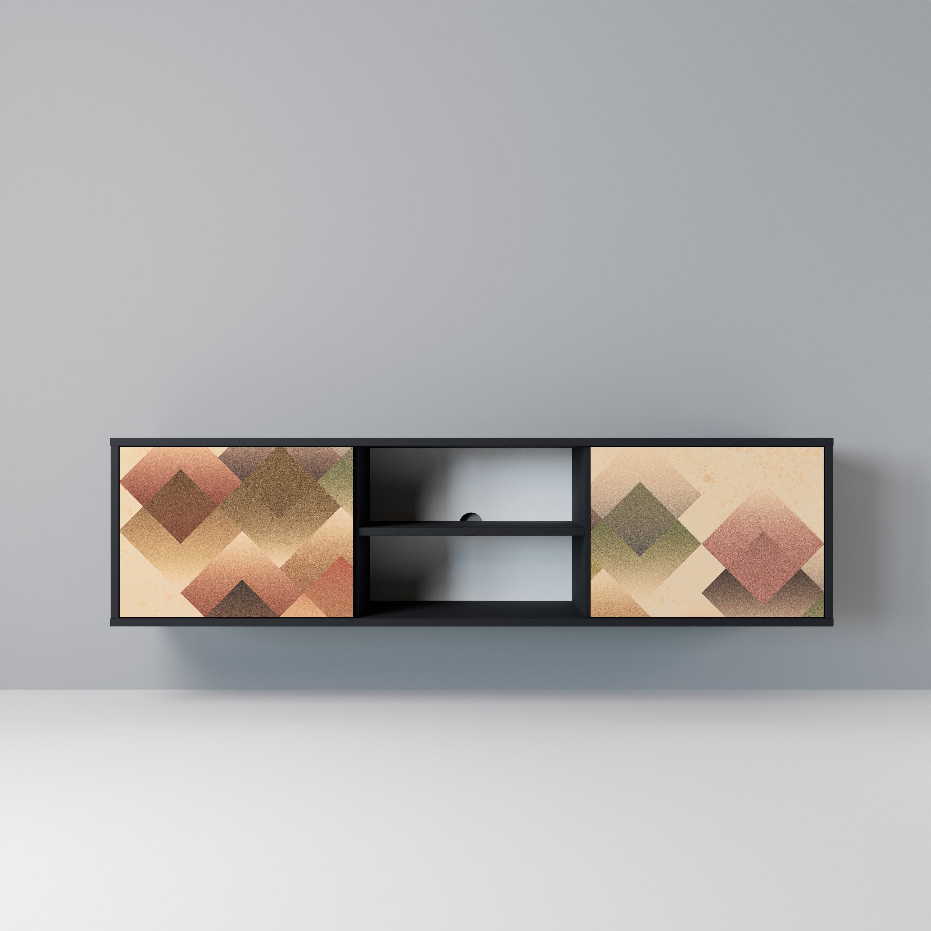 Meuble TV 2 portes GEOMETRIC FUSION en finition noire