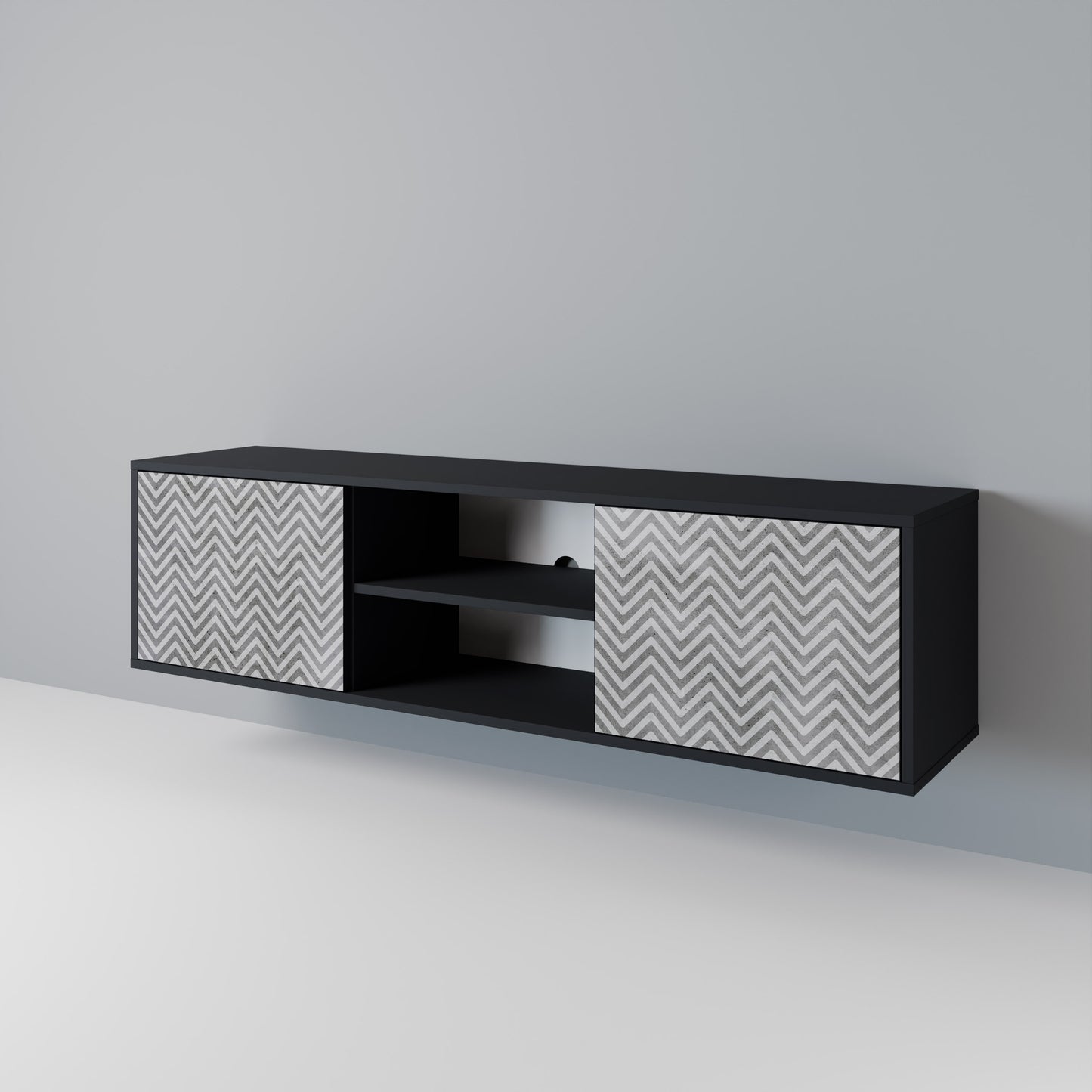CONCRETE ZIG ZAG 2-Door TV Cabinet