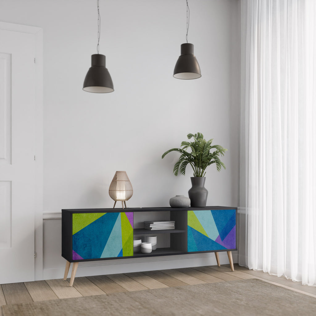 COLD SHOWCASE 2-Door TV Stand in Black Finish