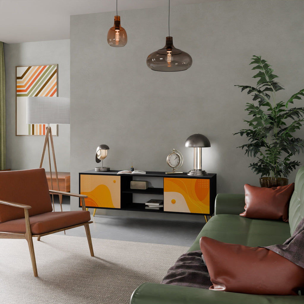 ORANGE ARRANGEMENT 2-Door TV Stand in Black Finish