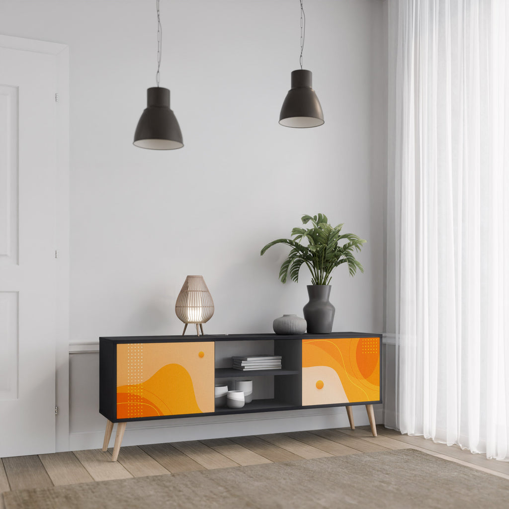 ORANGE ARRANGEMENT 2-Door TV Stand in Black Finish