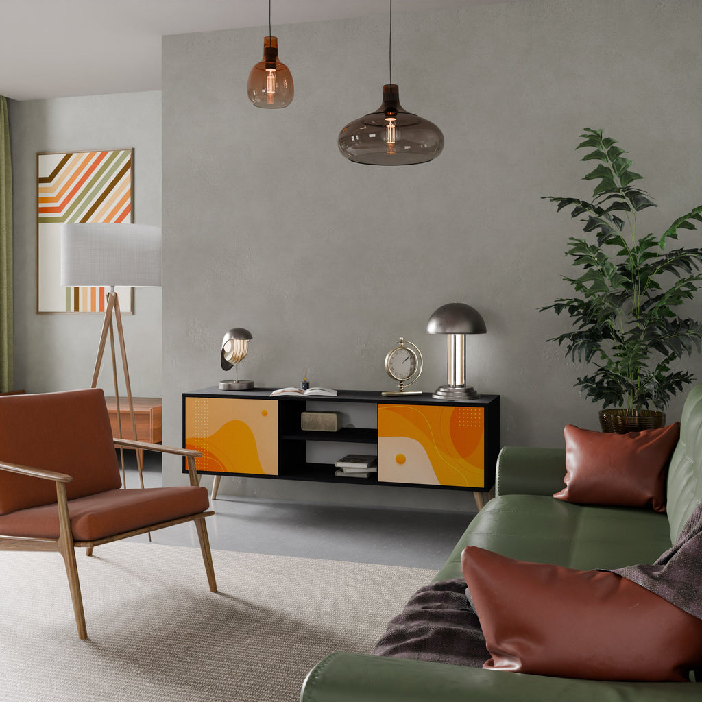 ORANGE ARRANGEMENT 2-Door TV Stand in Black Finish