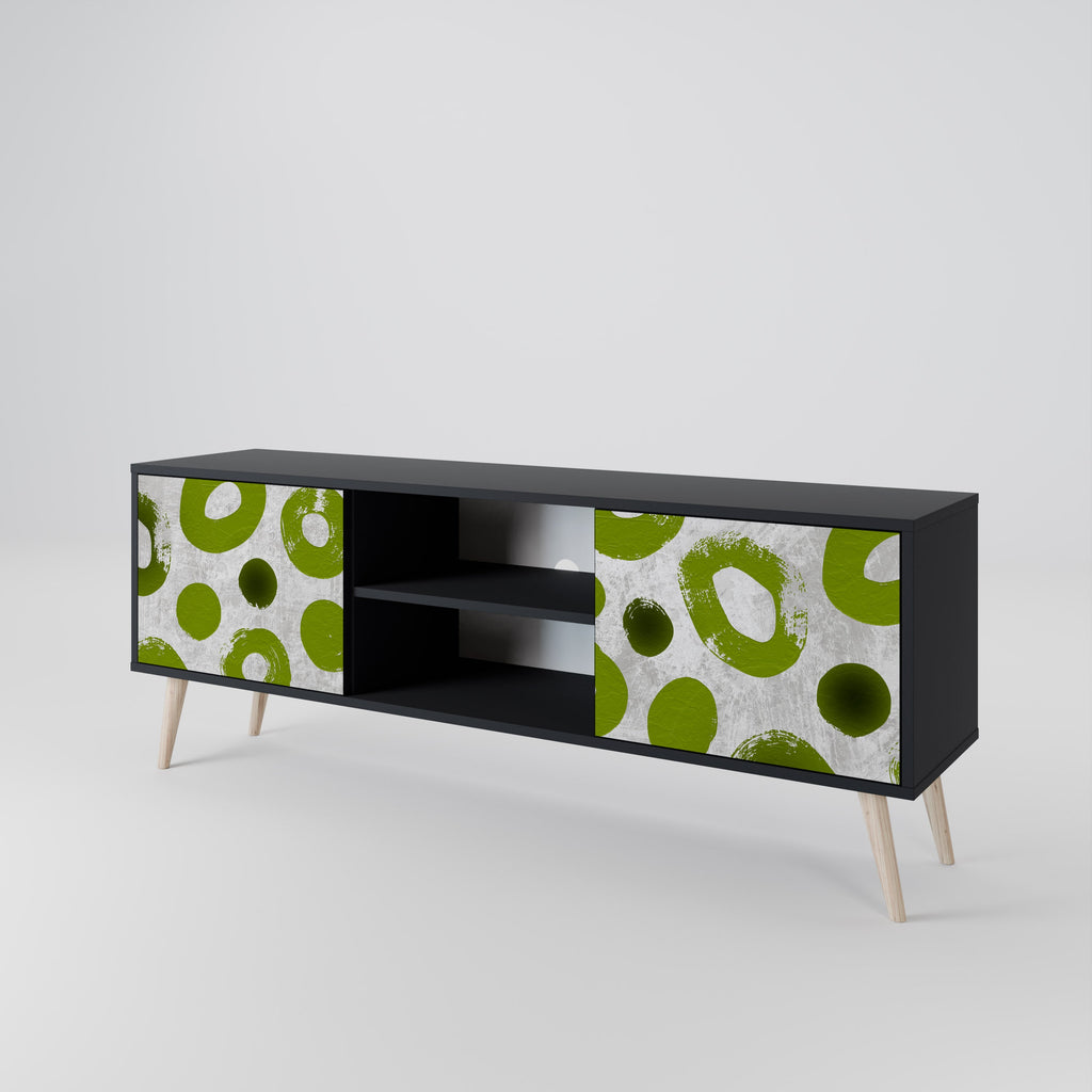 GREEN RHAPSODY 2-Door TV Stand in Black Finish