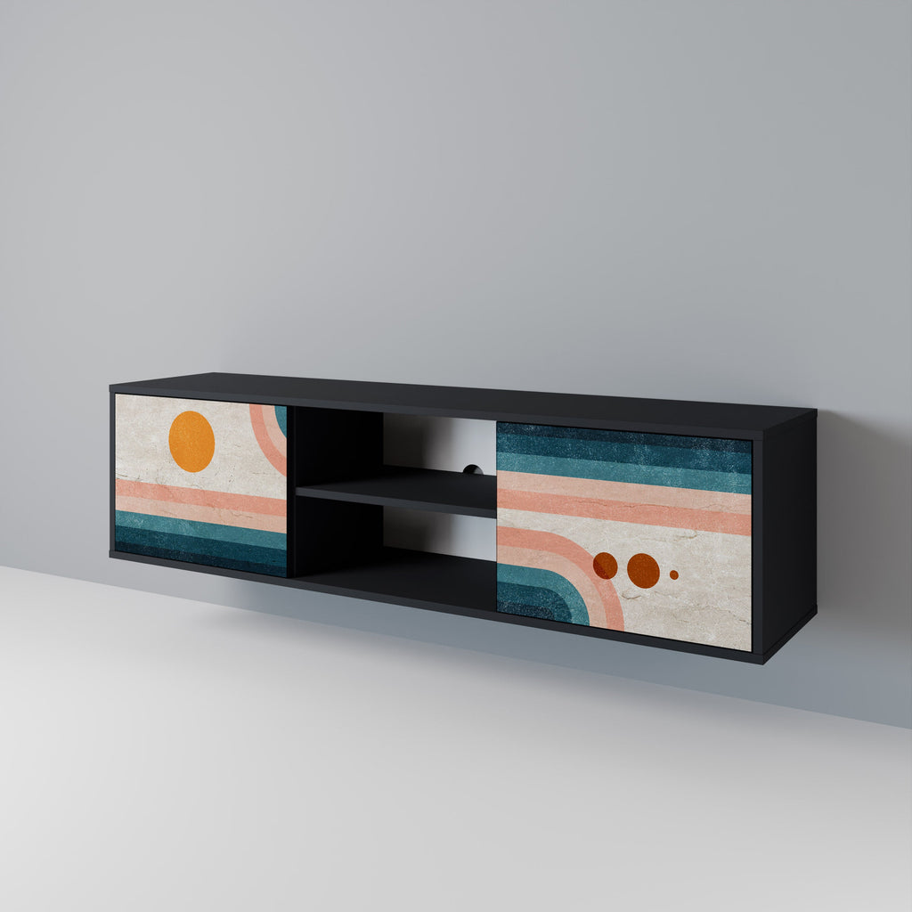 TWO HALVES 2-Door TV Stand in Black Finish