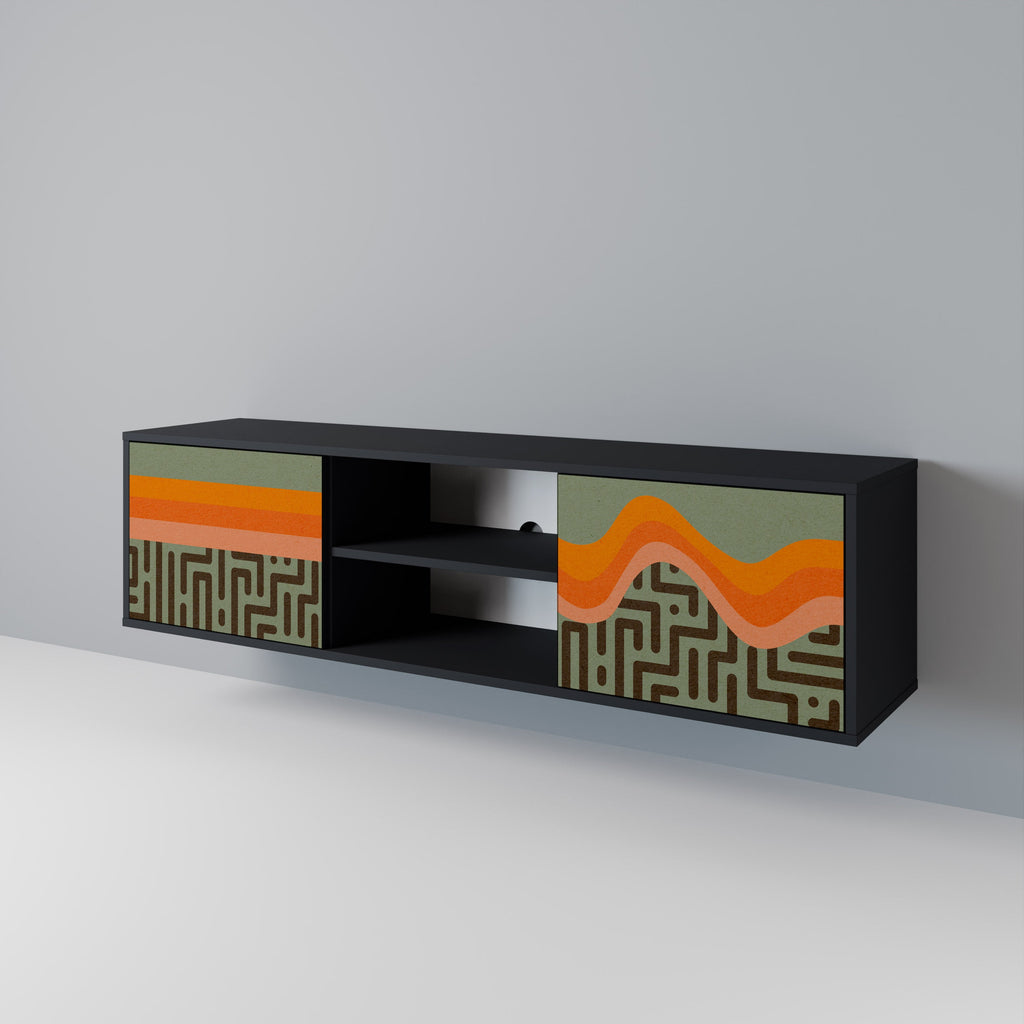 SIMPLE SOLUTIONS 2-Door TV Stand in Black Finish