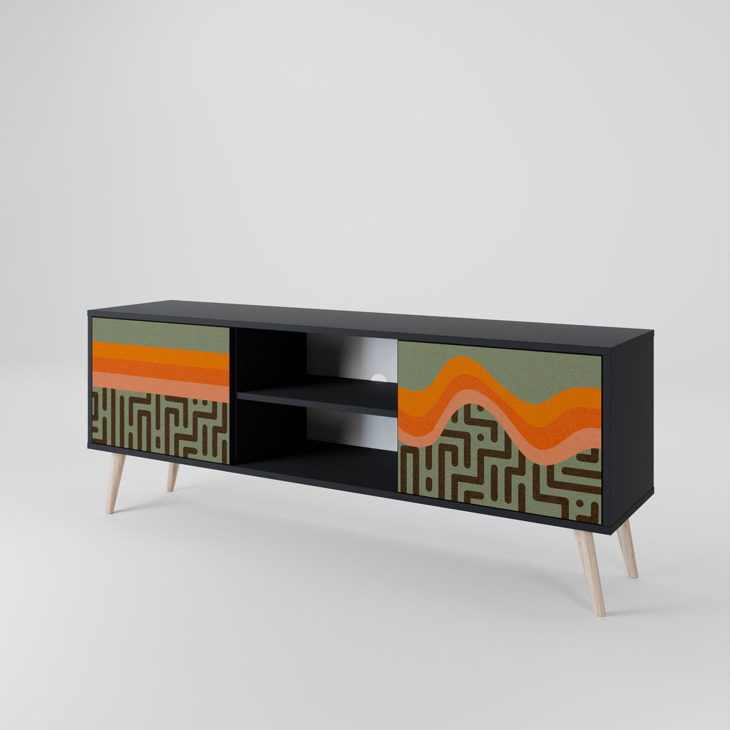 SIMPLE SOLUTIONS 2-Door TV Stand in Black Finish