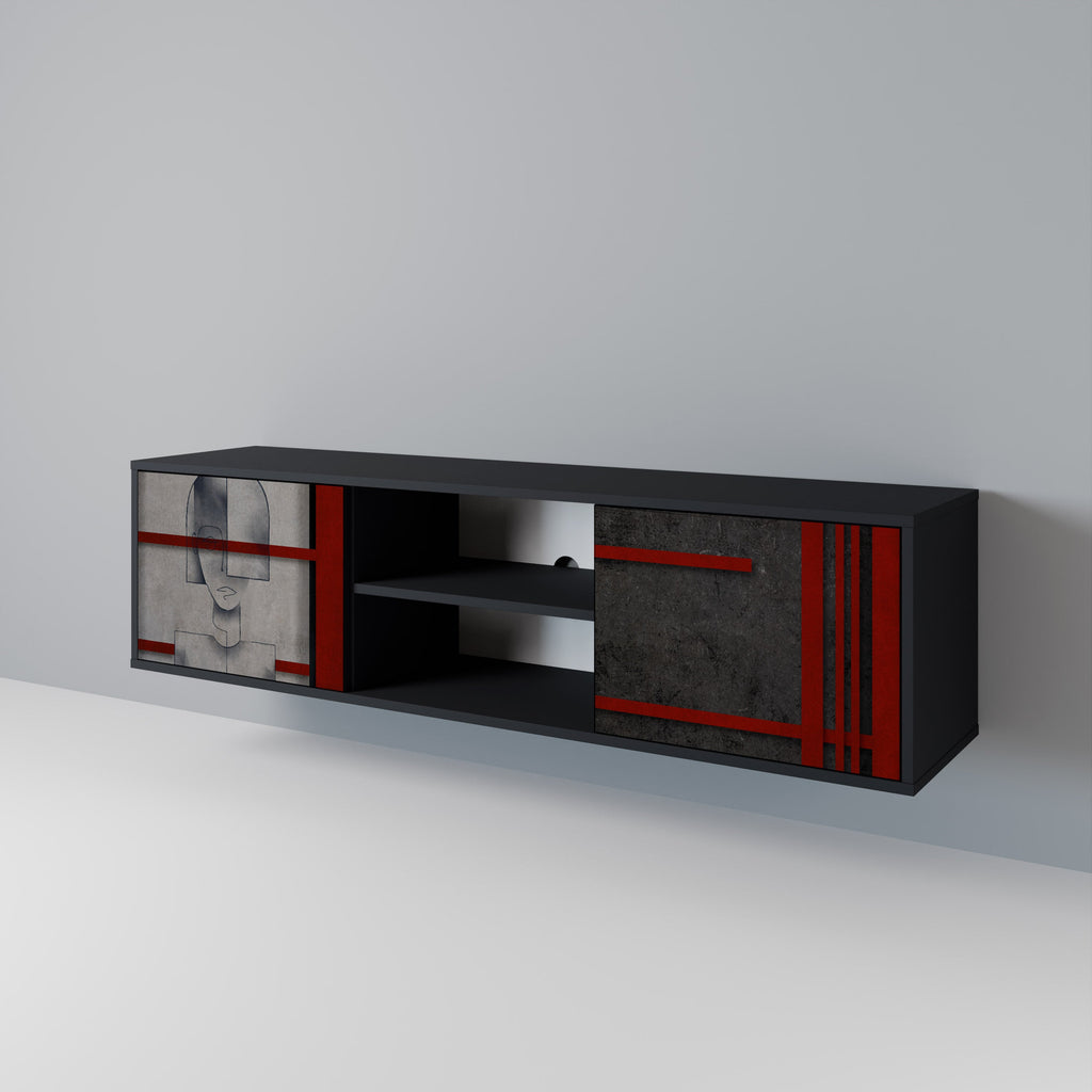 GRAY FIGURES 2-Door TV Stand in Black Finish