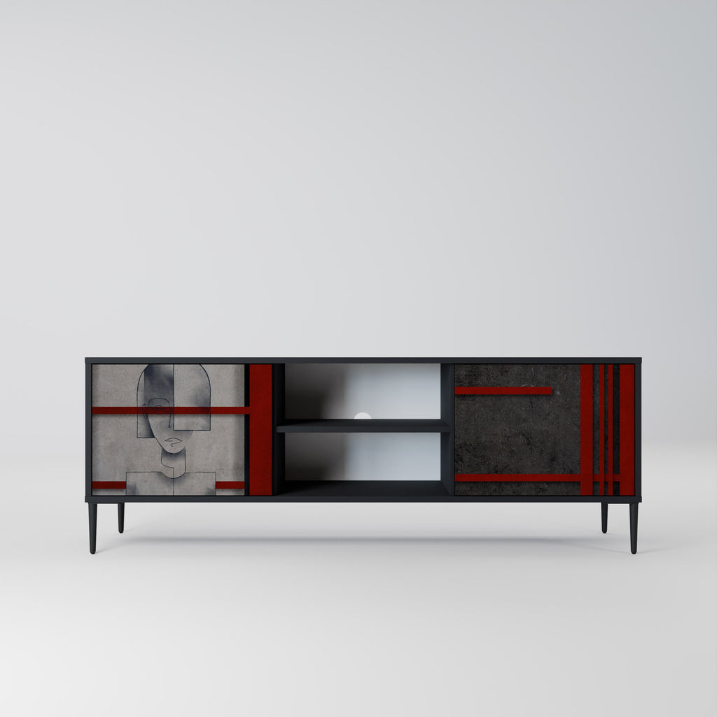 GRAY FIGURES 2-Door TV Stand in Black Finish