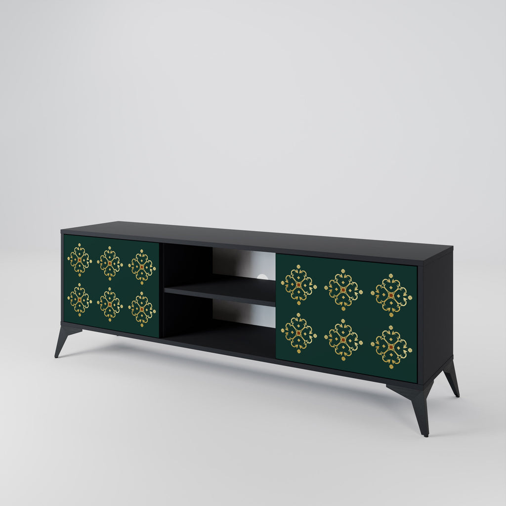 ROYAL MEDALLION 2-Door TV Stand in Black Finish